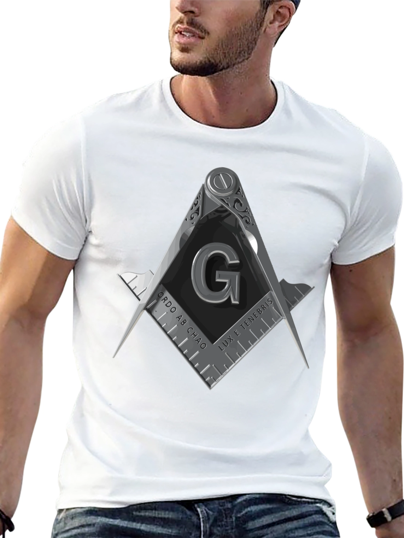 Masonic Compass & Square Graphic Tee - Black