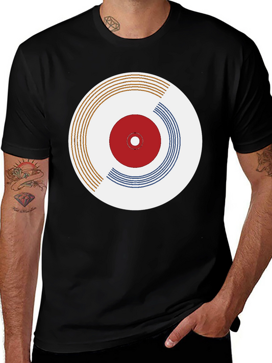 Retro Record Graphic Tee - Black Casual Shirt