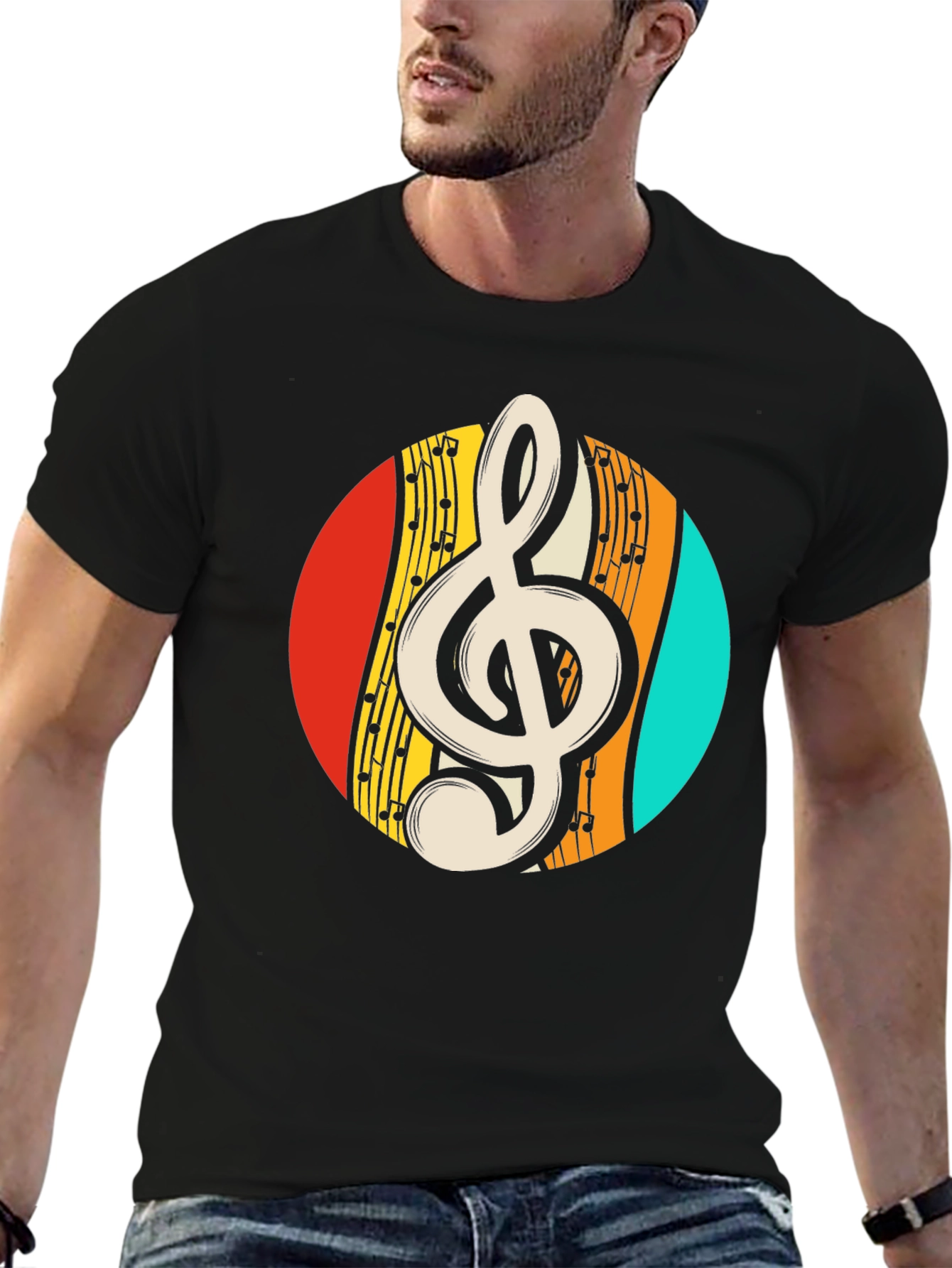 Retro Music Treble Clef Graphic Tee