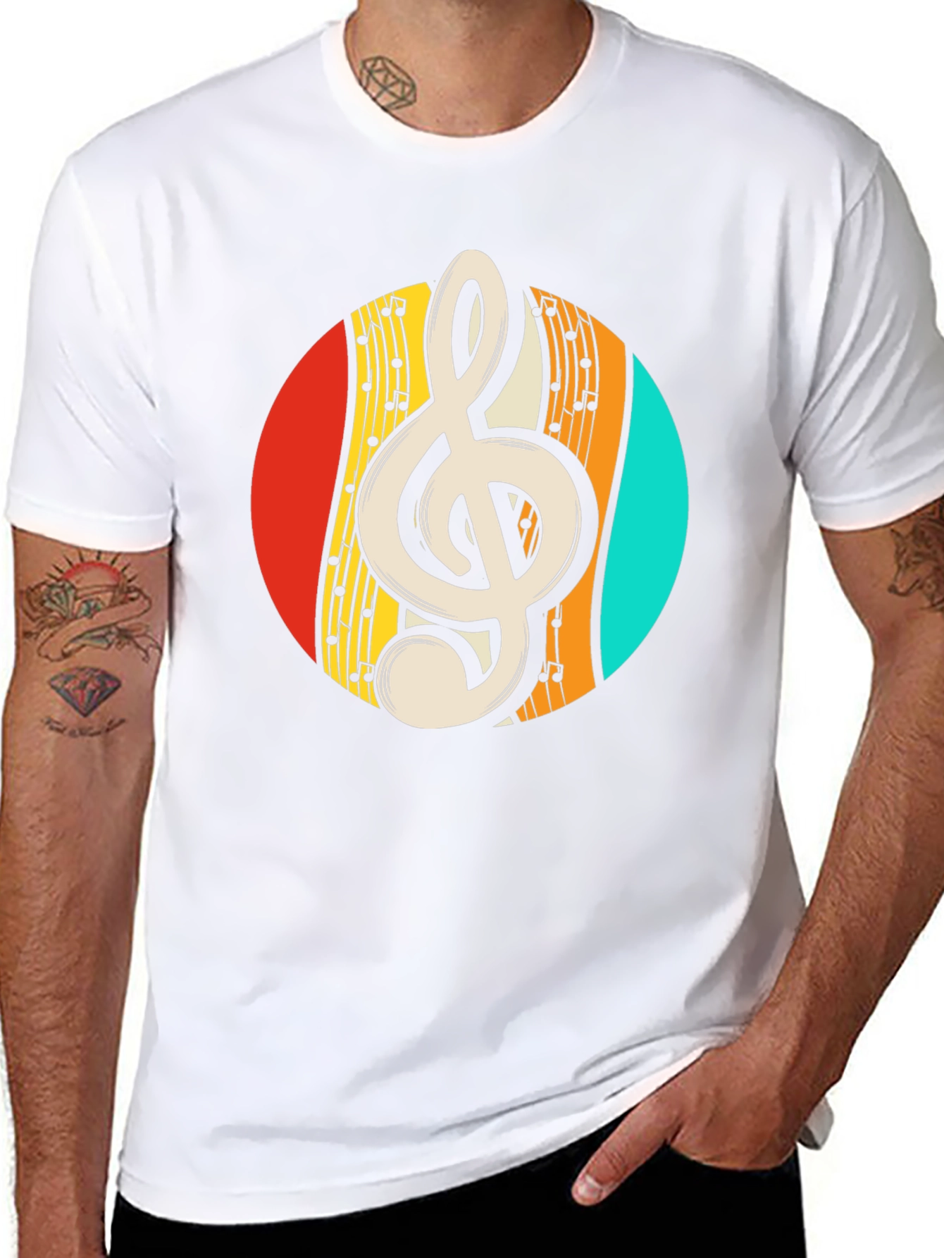 Retro Music Treble Clef Graphic Tee