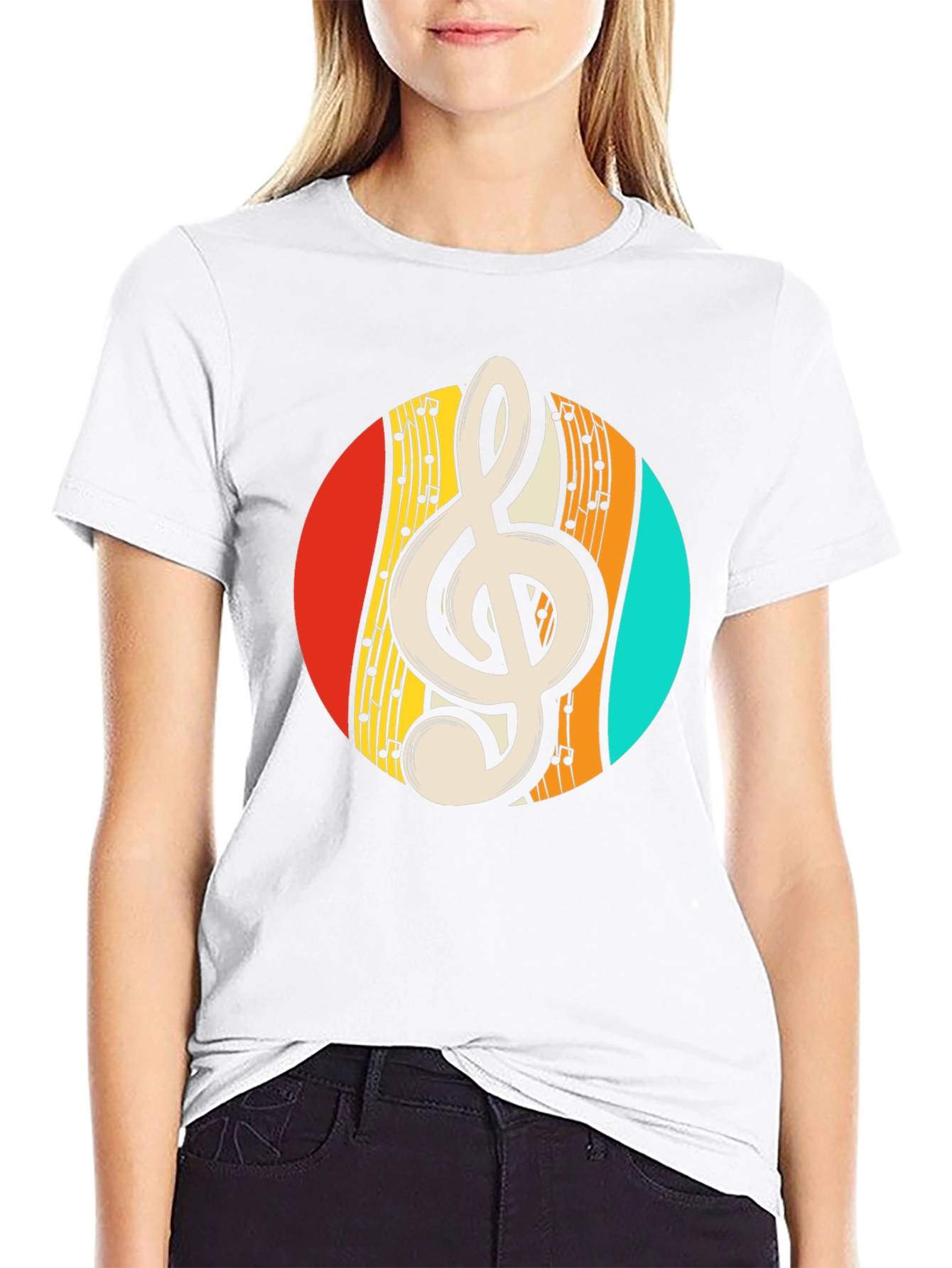 Retro Music Treble Clef Graphic Tee