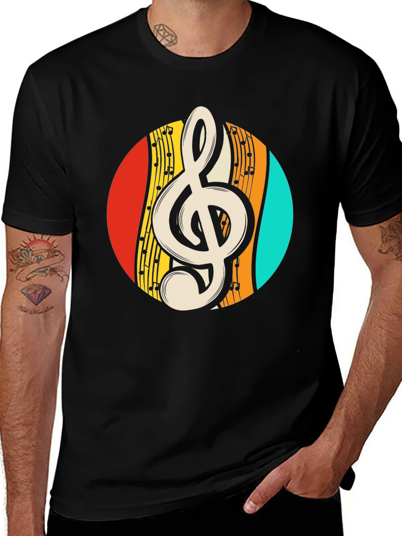 Retro Music Treble Clef Graphic Tee