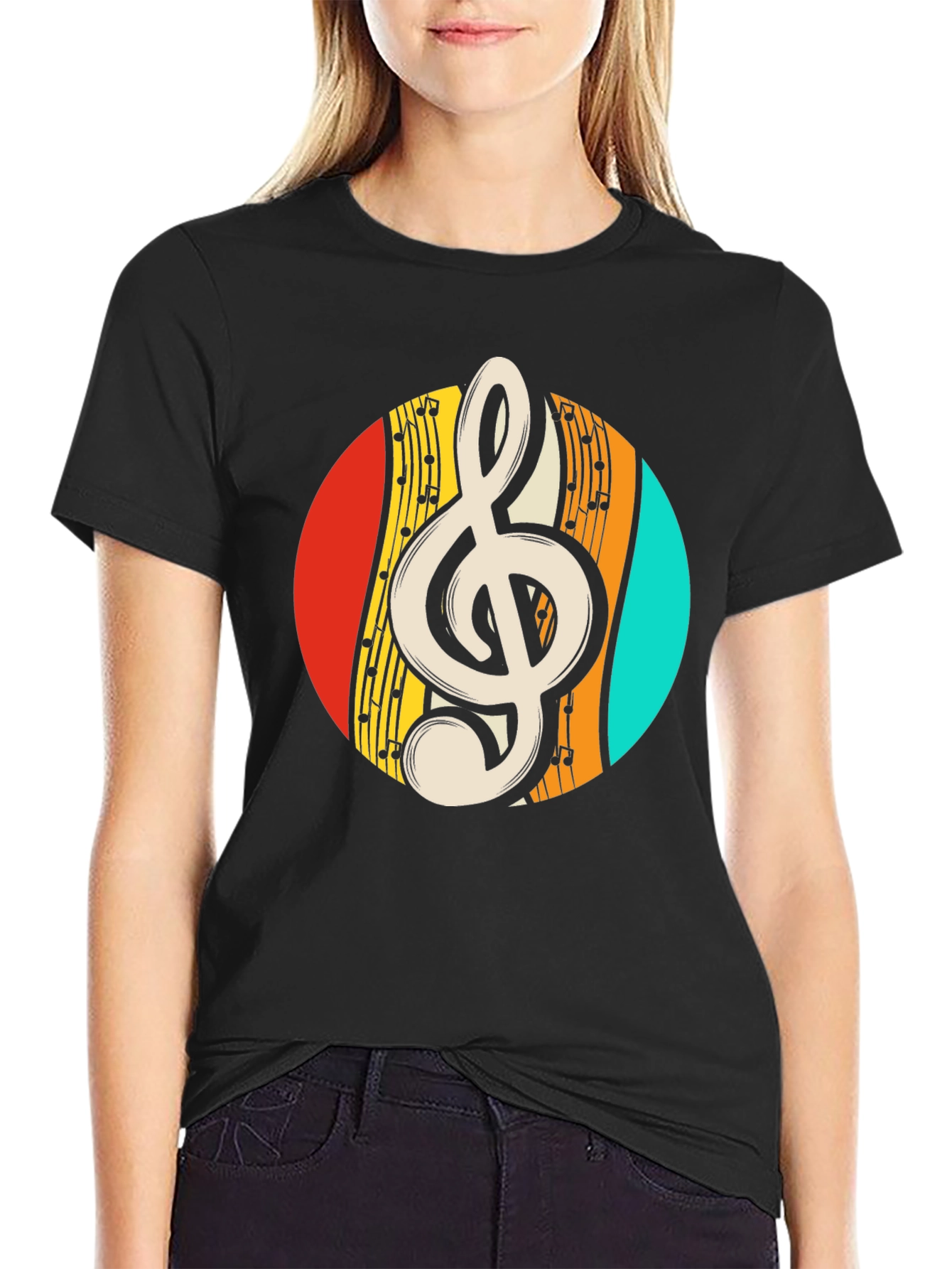Retro Music Treble Clef Graphic Tee