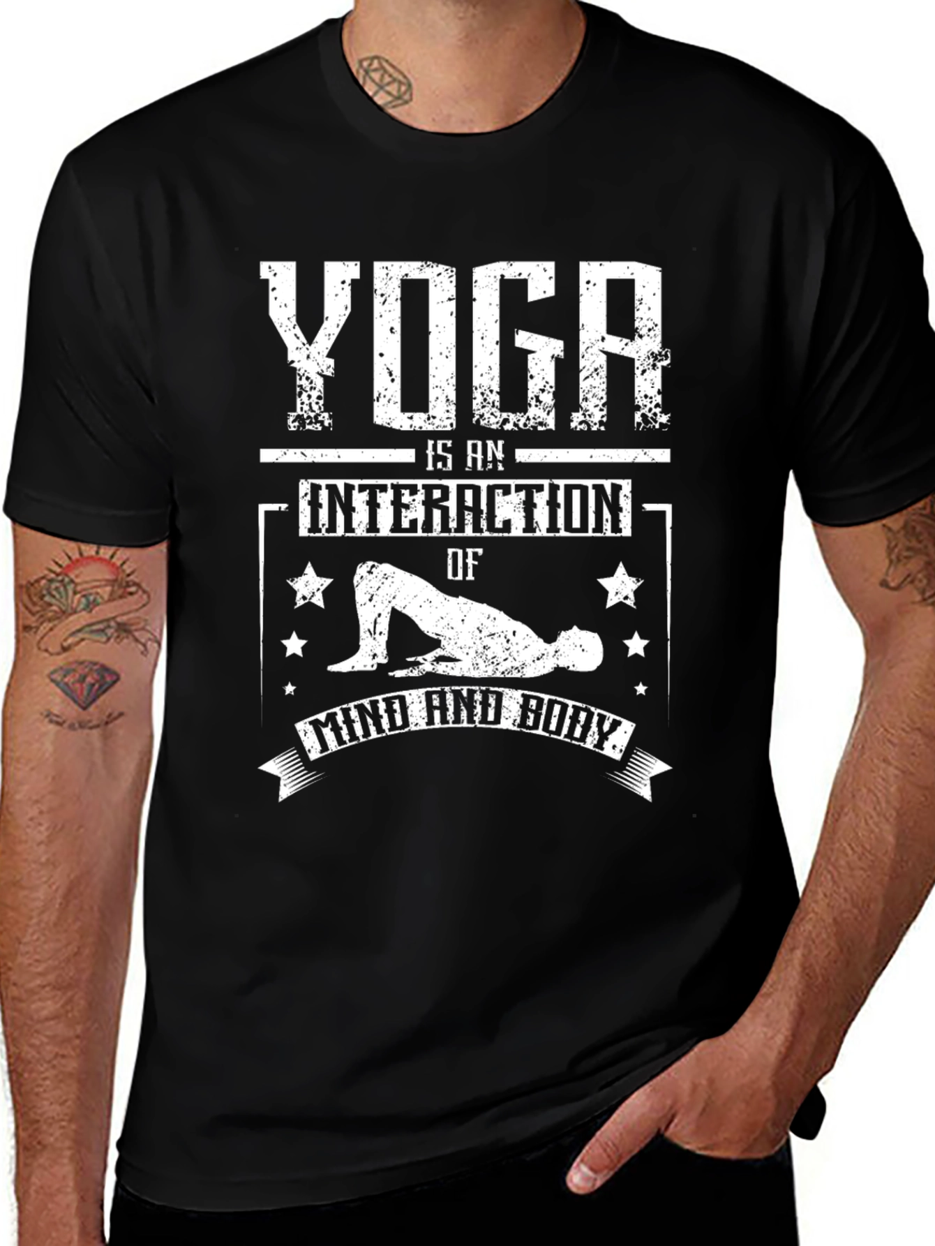 Yoga Mind Body Interaction Black Graphic Tee