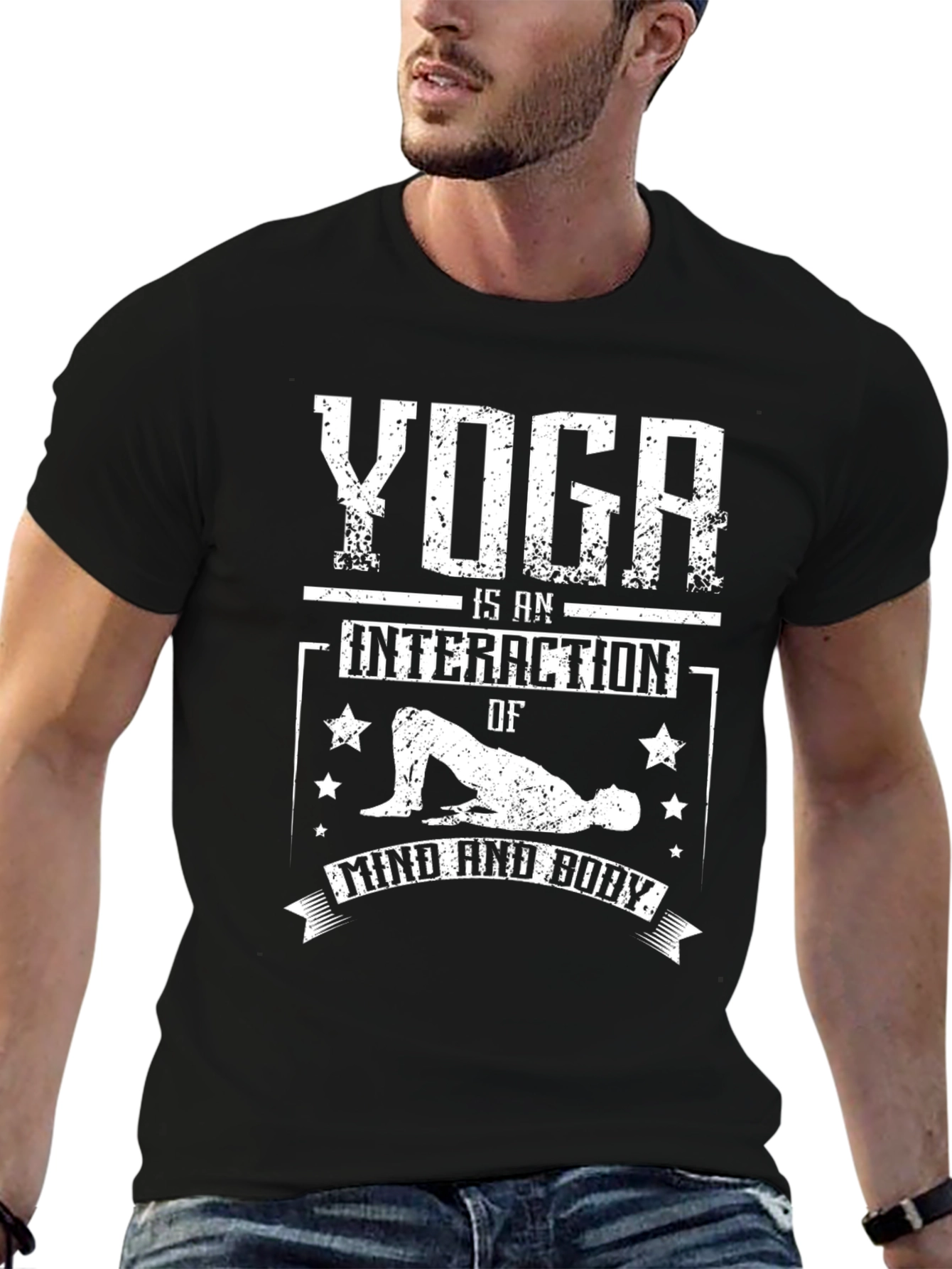 Yoga Mind Body Interaction Black Graphic Tee