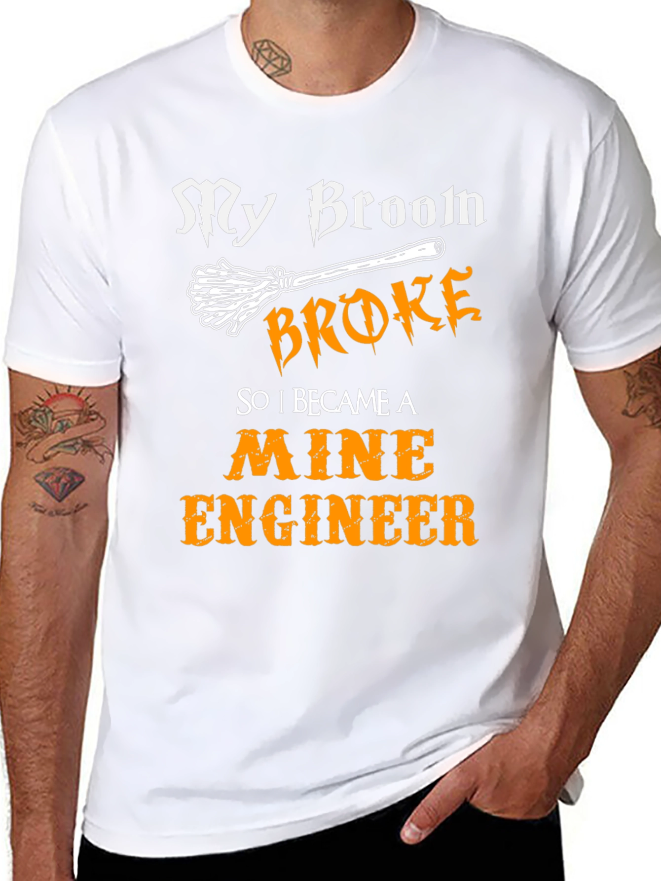 Broom Broke Mine Engineer Graphic T-Shirt