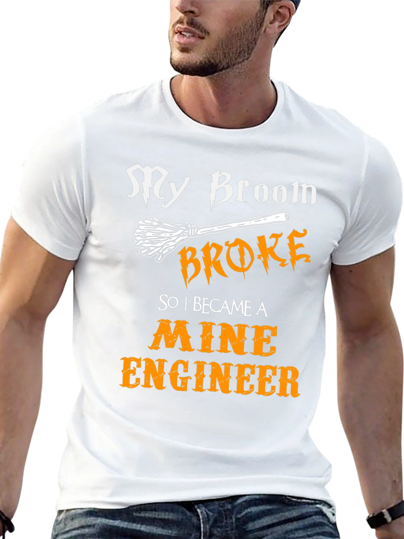 Broom Broke Mine Engineer Graphic T-Shirt