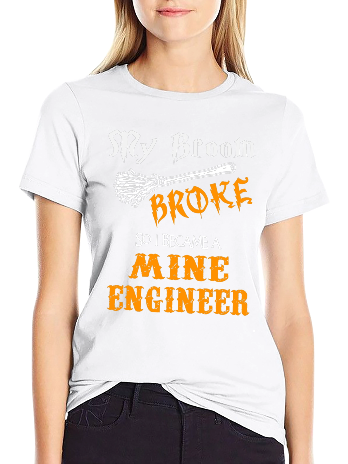 Broom Broke Mine Engineer Graphic T-Shirt