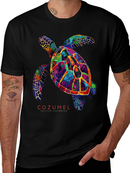 Cozumel Sea Turtle Graphic Tee - Mens Black T-Shirt
