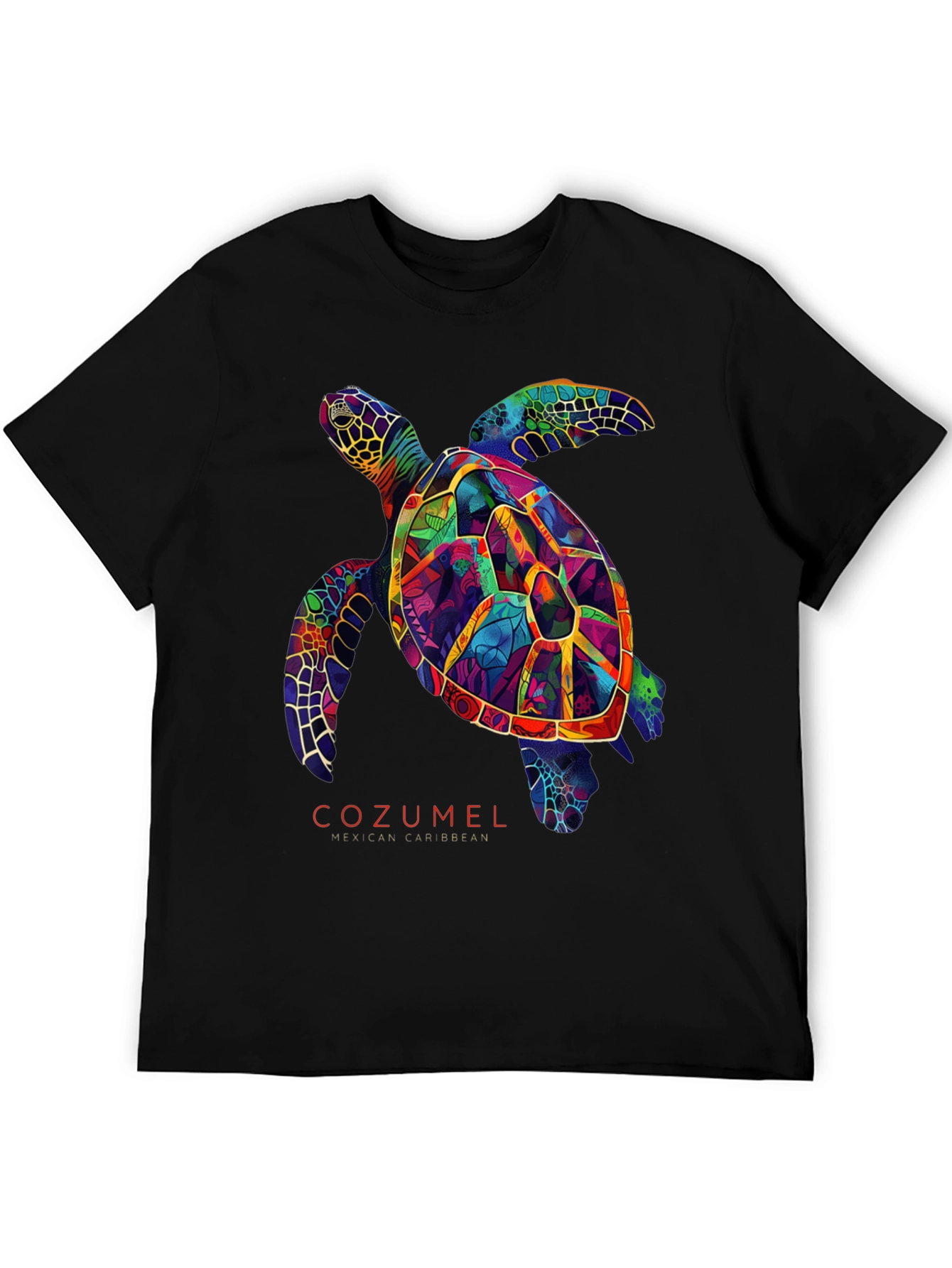 Cozumel Sea Turtle Graphic Tee - Mens Black T-Shirt