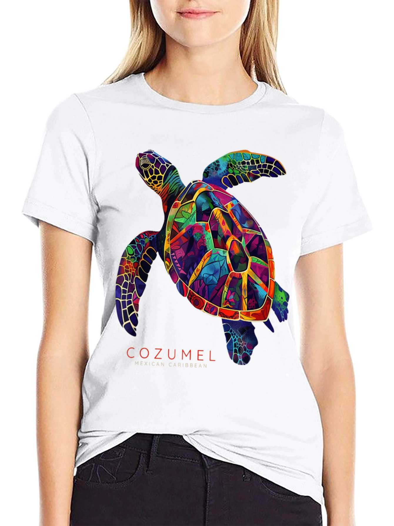 Cozumel Sea Turtle Graphic Tee - Mens Black T-Shirt