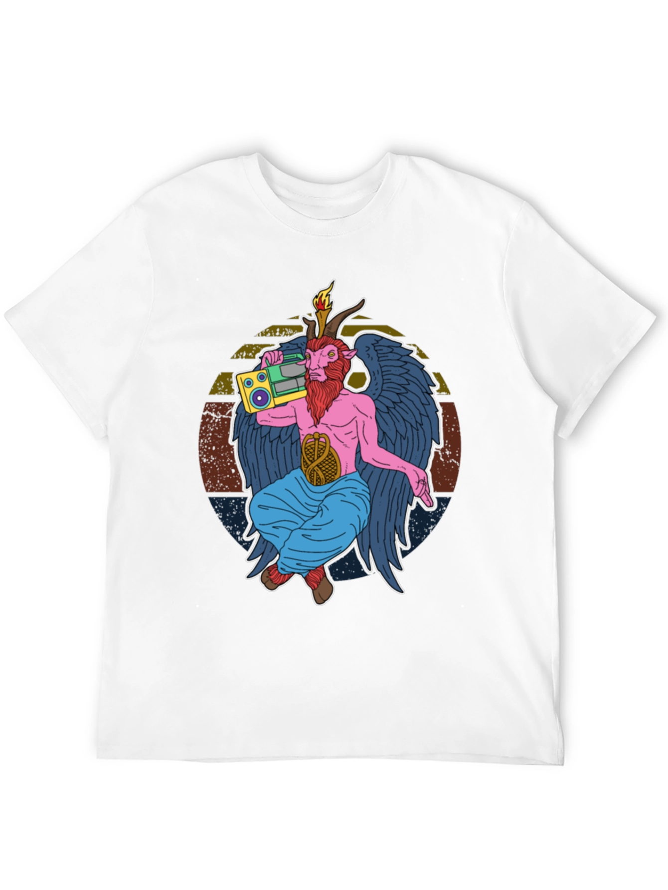 Retro Boombox Baphomet Graphic T-Shirt