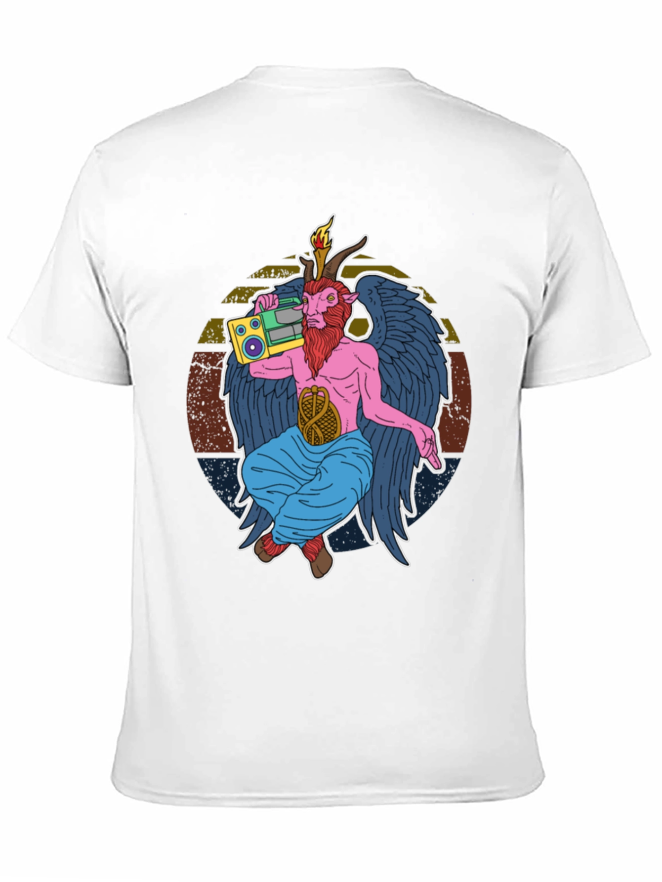 Retro Boombox Baphomet Graphic T-Shirt