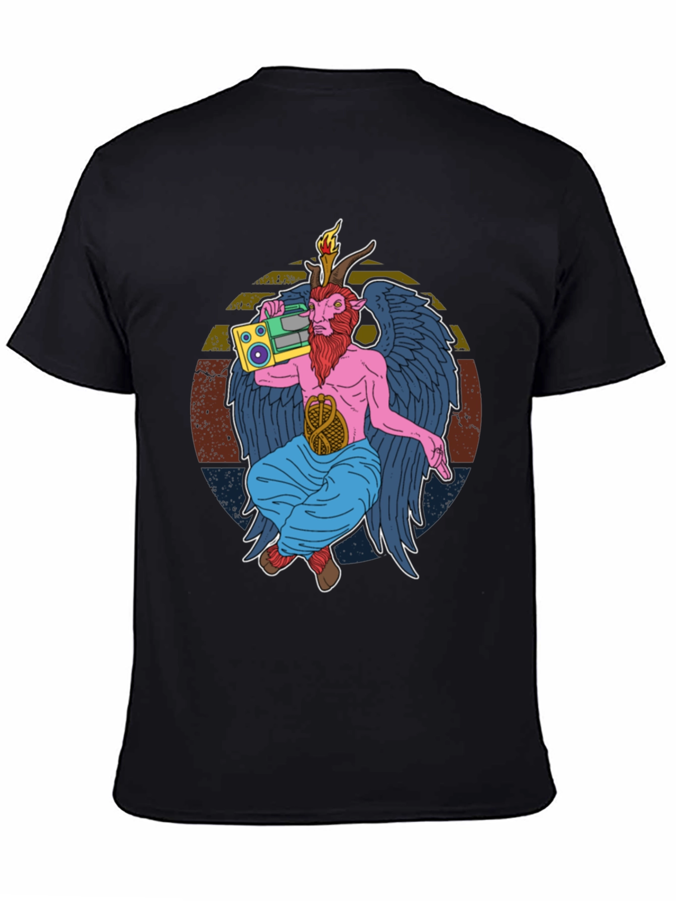 Retro Boombox Baphomet Graphic T-Shirt