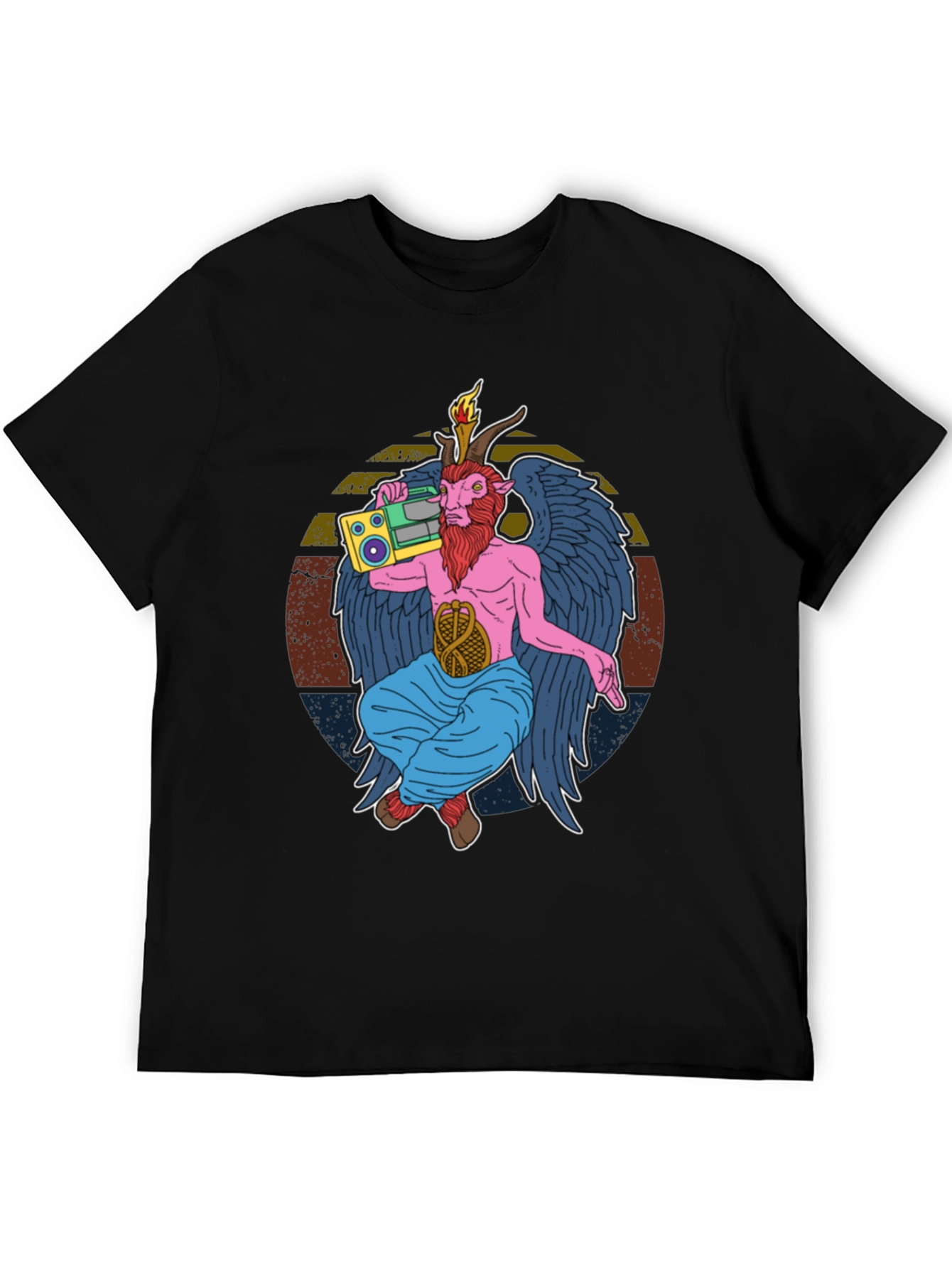 Retro Boombox Baphomet Graphic T-Shirt