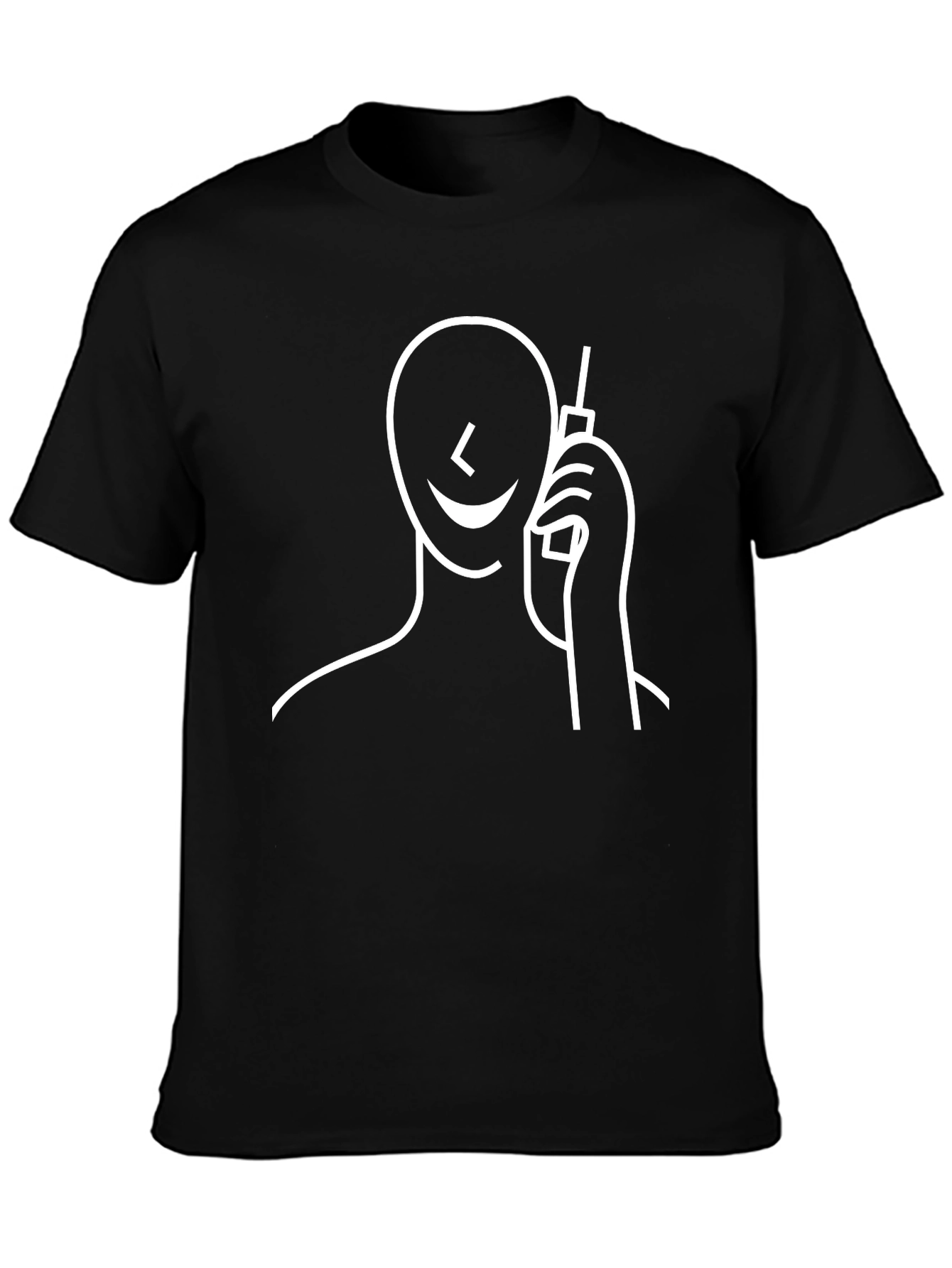 Abstract Phone Call T-Shirt - Black