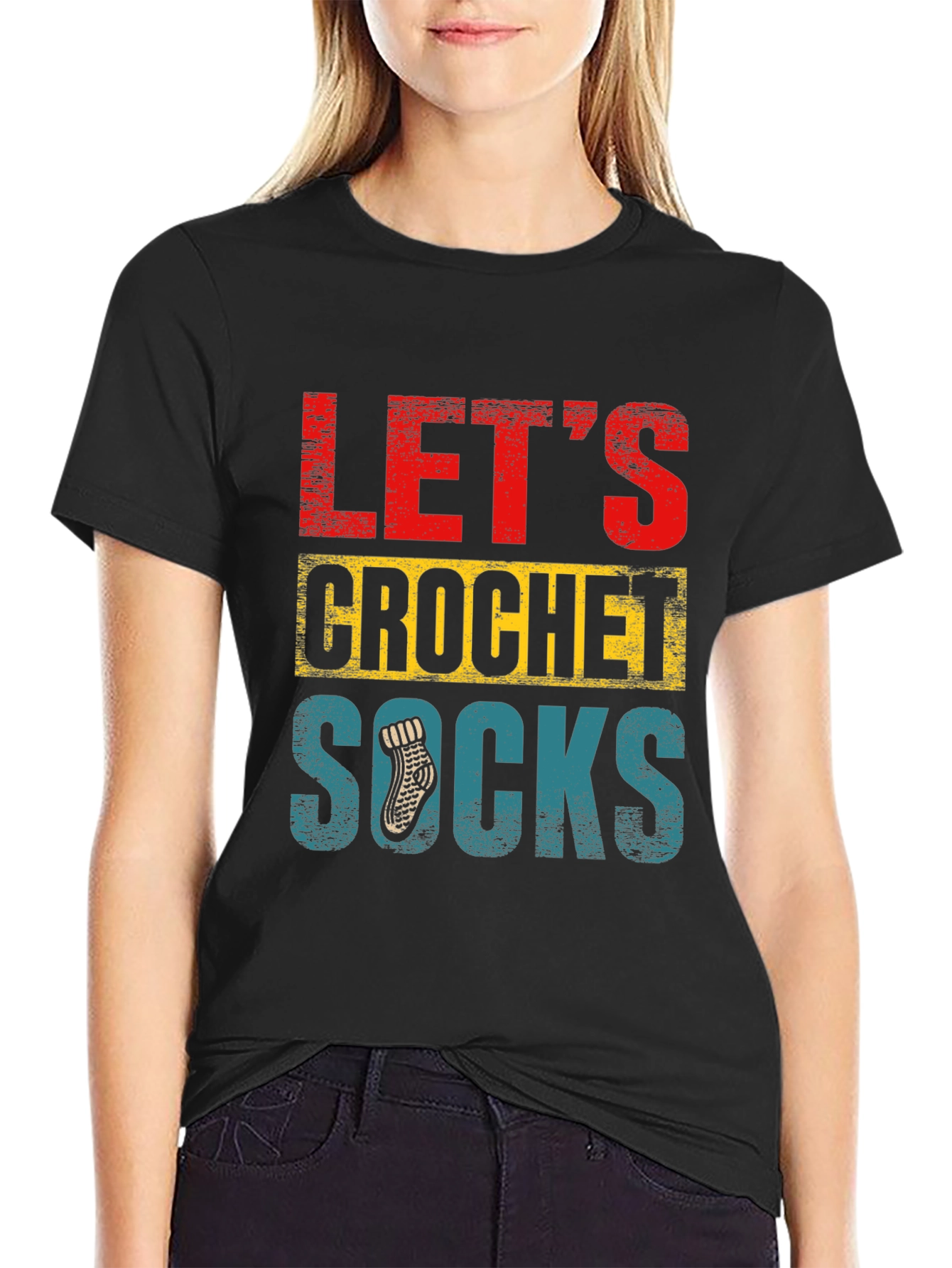 Lets Crochet Socks T-Shirt - Novelty Apparel