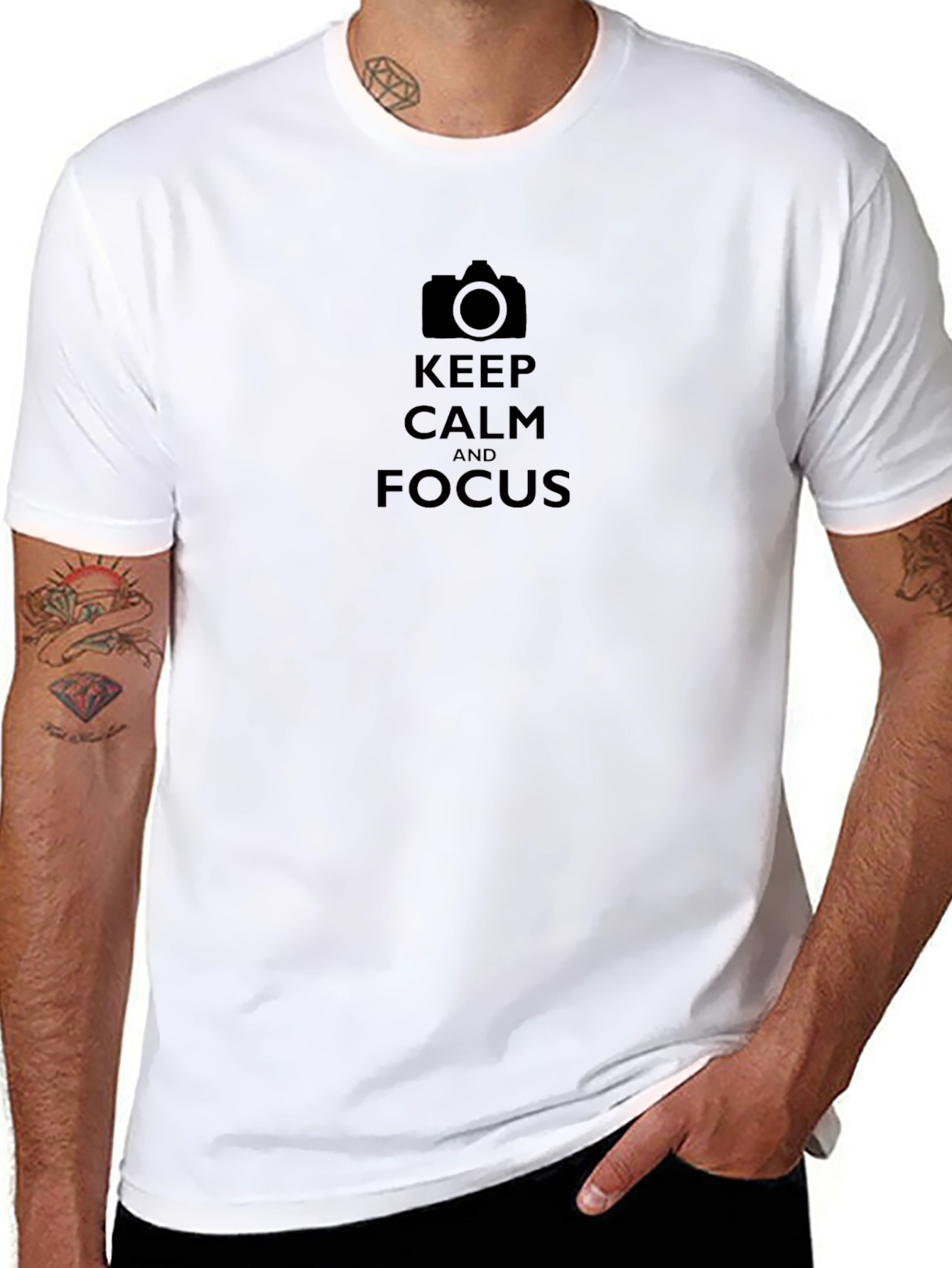 Keep Calm and Focus Black Cotton T-Shirt