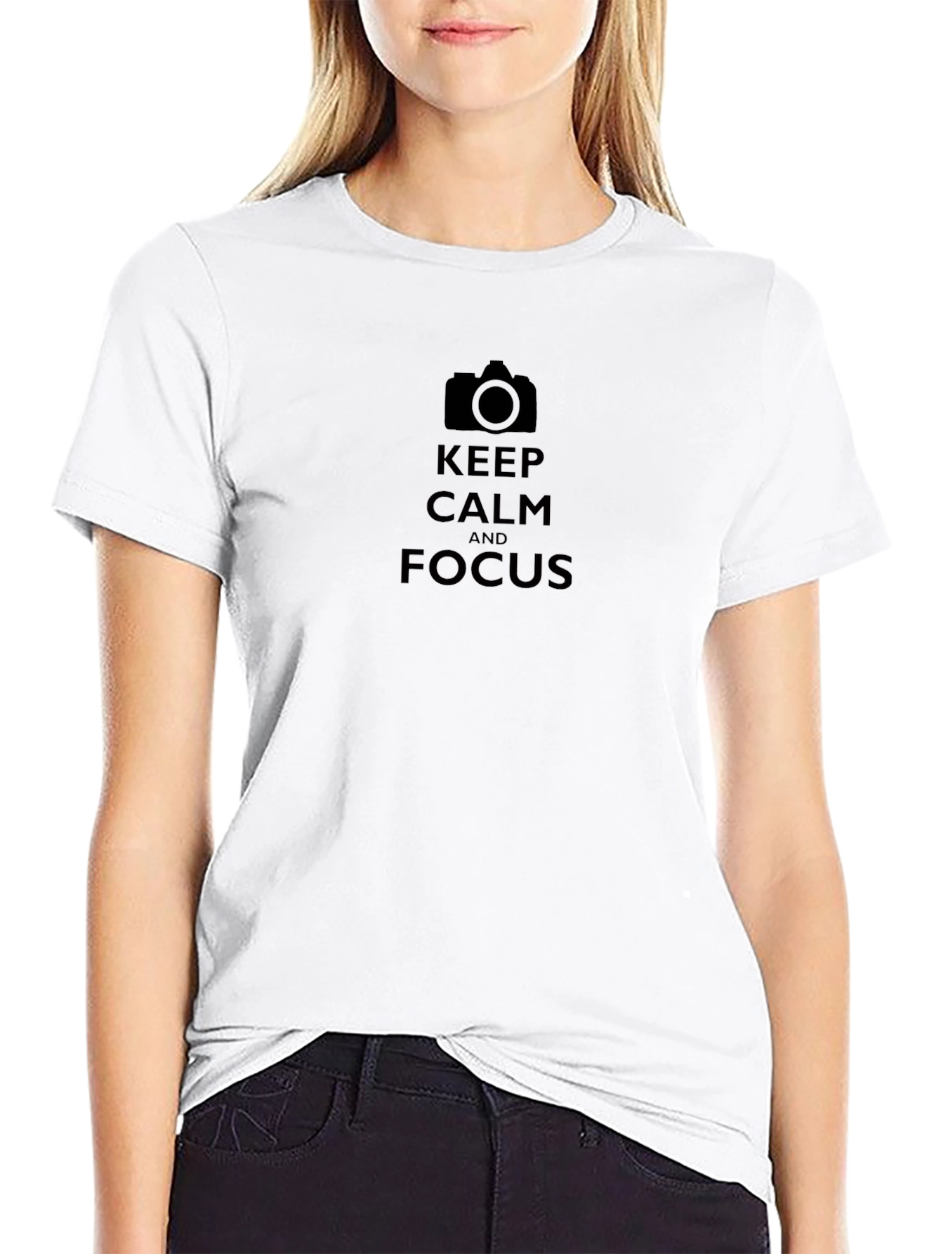 Keep Calm and Focus Black Cotton T-Shirt