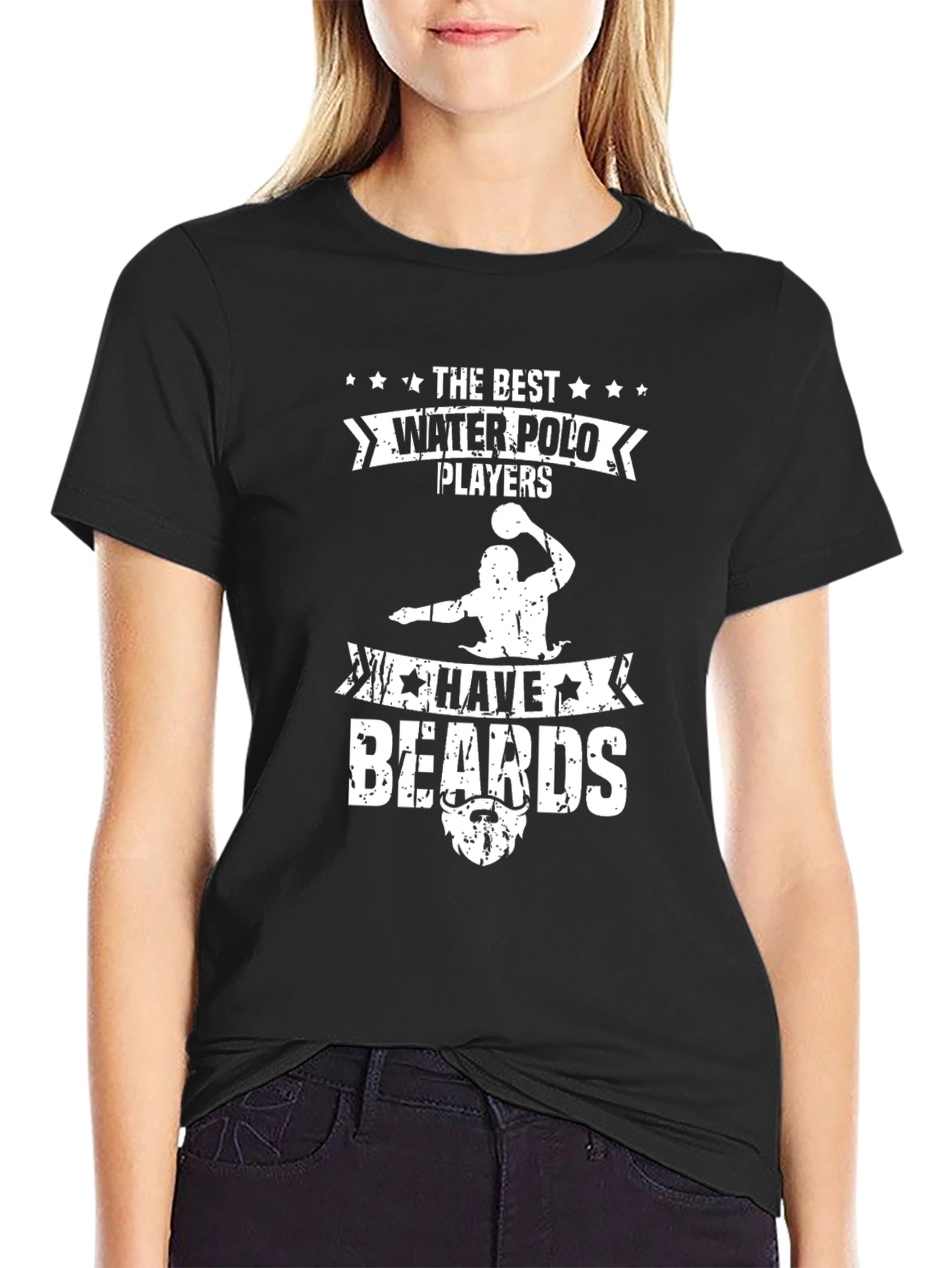 Water Polo Players with Beards Black T-Shirt