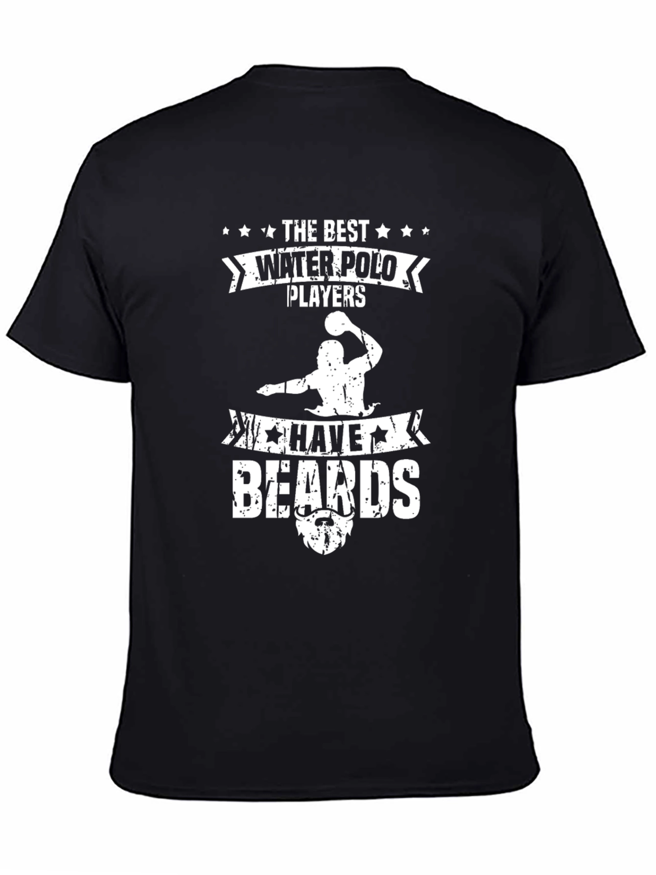 Water Polo Players with Beards Black T-Shirt