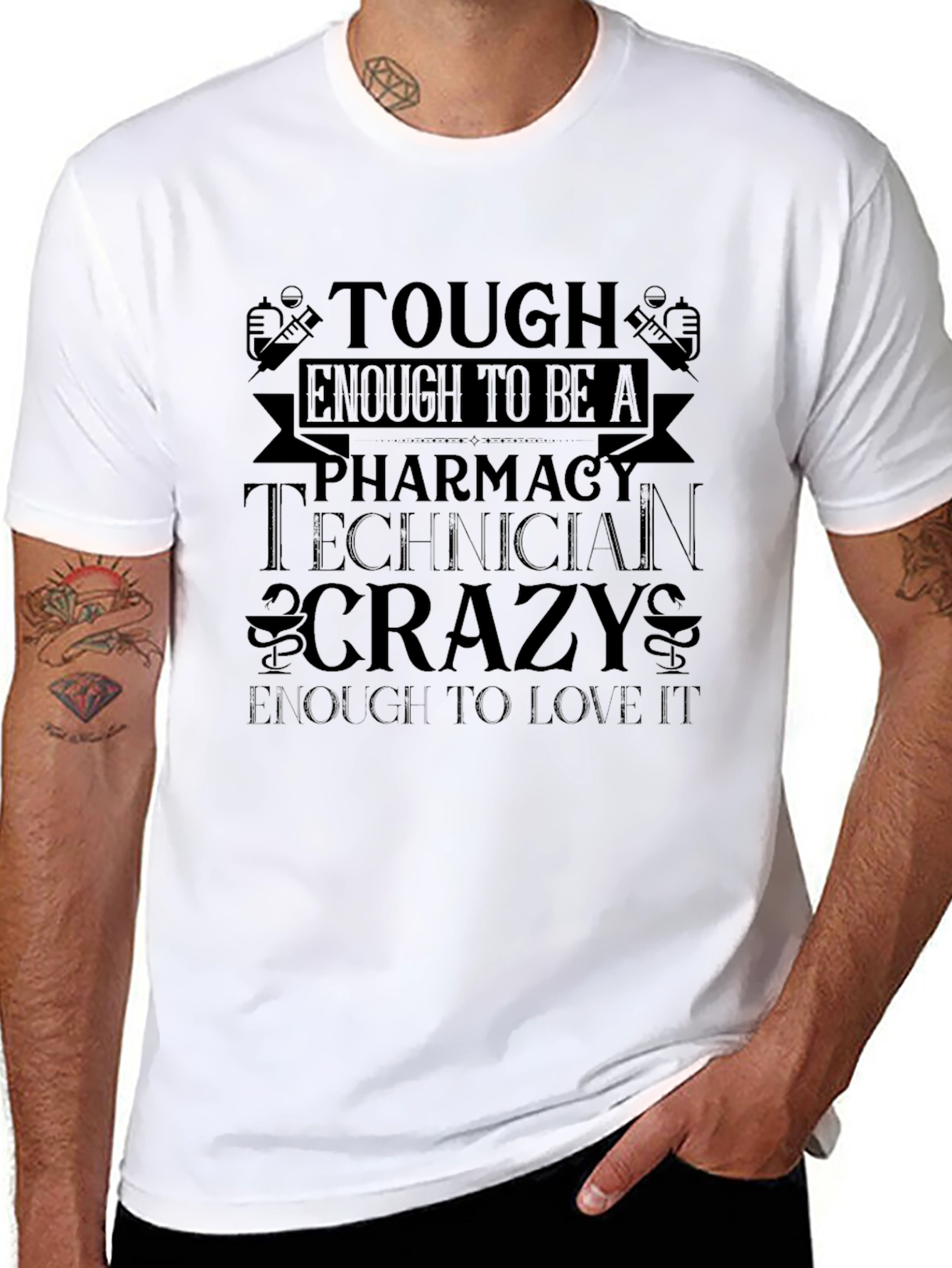 Tough Enough Pharmacy Technician Black T-Shirt
