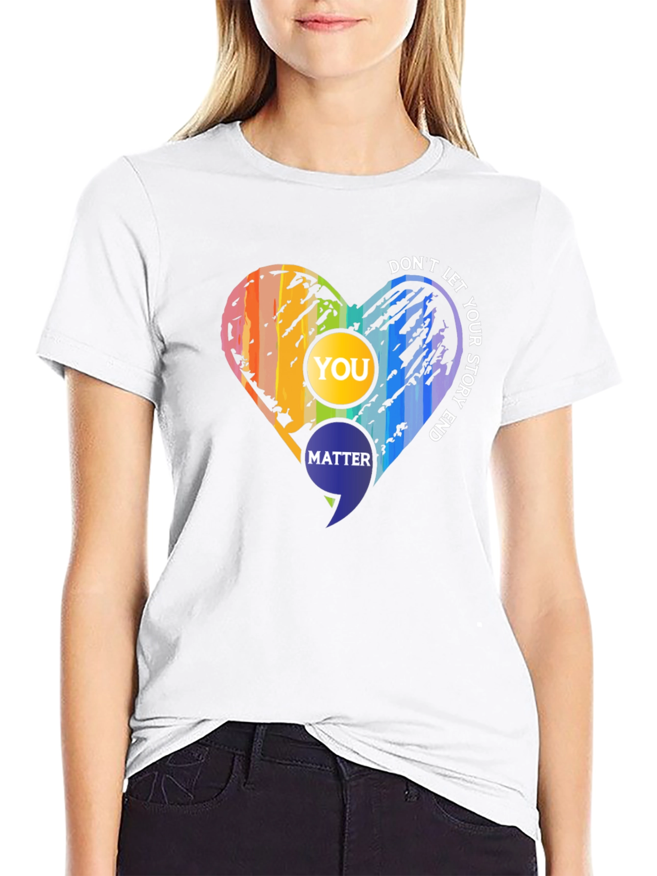 Inspirational Semicolon Heart Graphic Tee