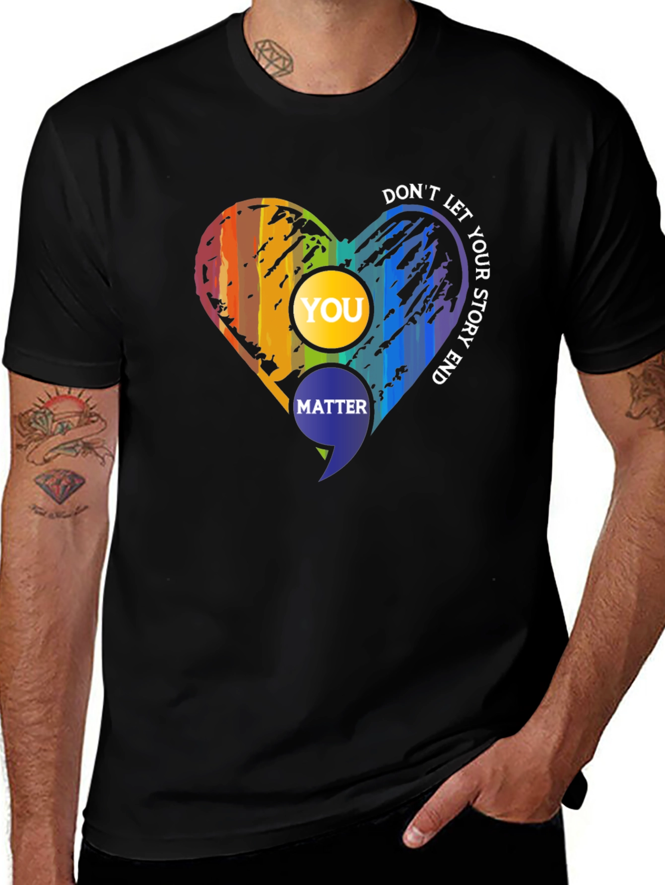 Inspirational Semicolon Heart Graphic Tee