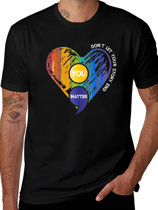 Inspirational Semicolon Heart Graphic Tee
