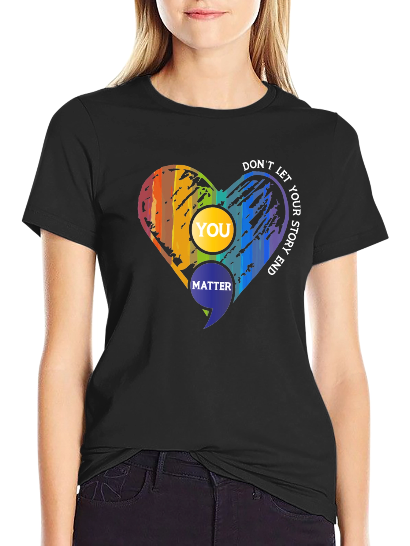 Inspirational Semicolon Heart Graphic Tee