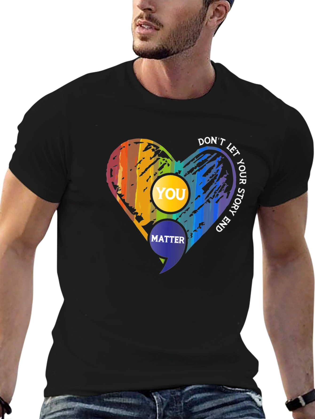 Inspirational Semicolon Heart Graphic Tee