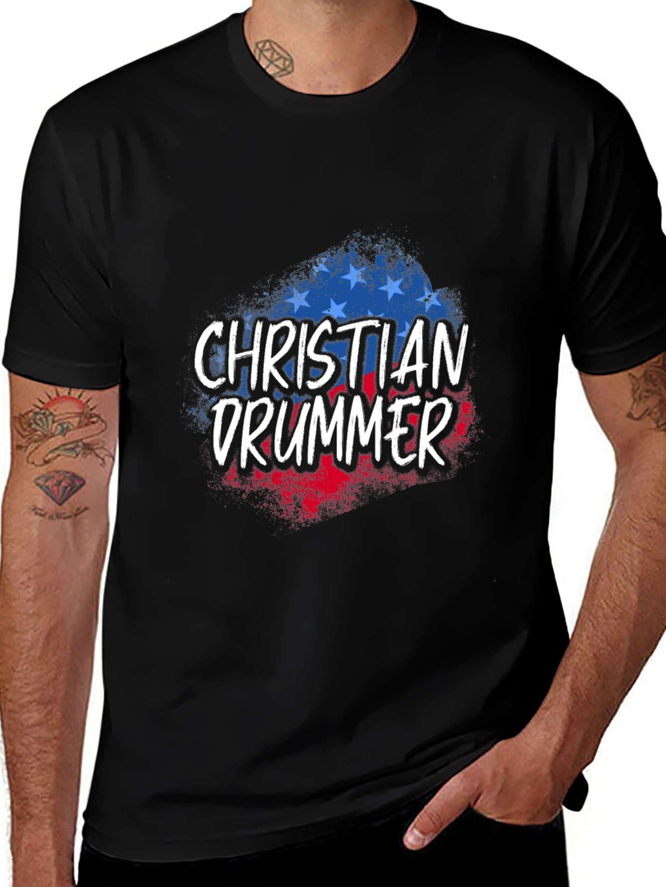 Christian Drummer Patriotic T-Shirt