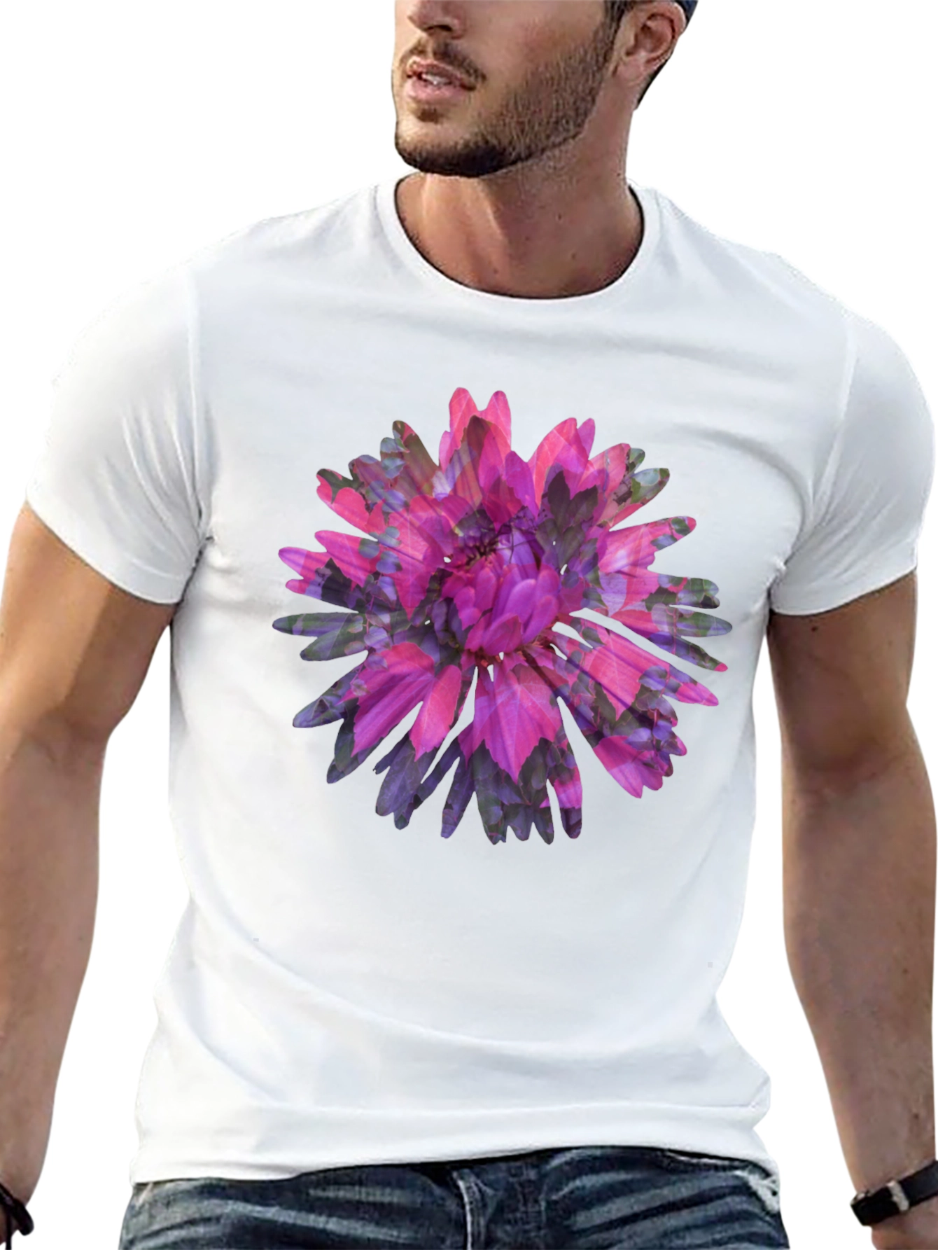 Floral Print Black Tee