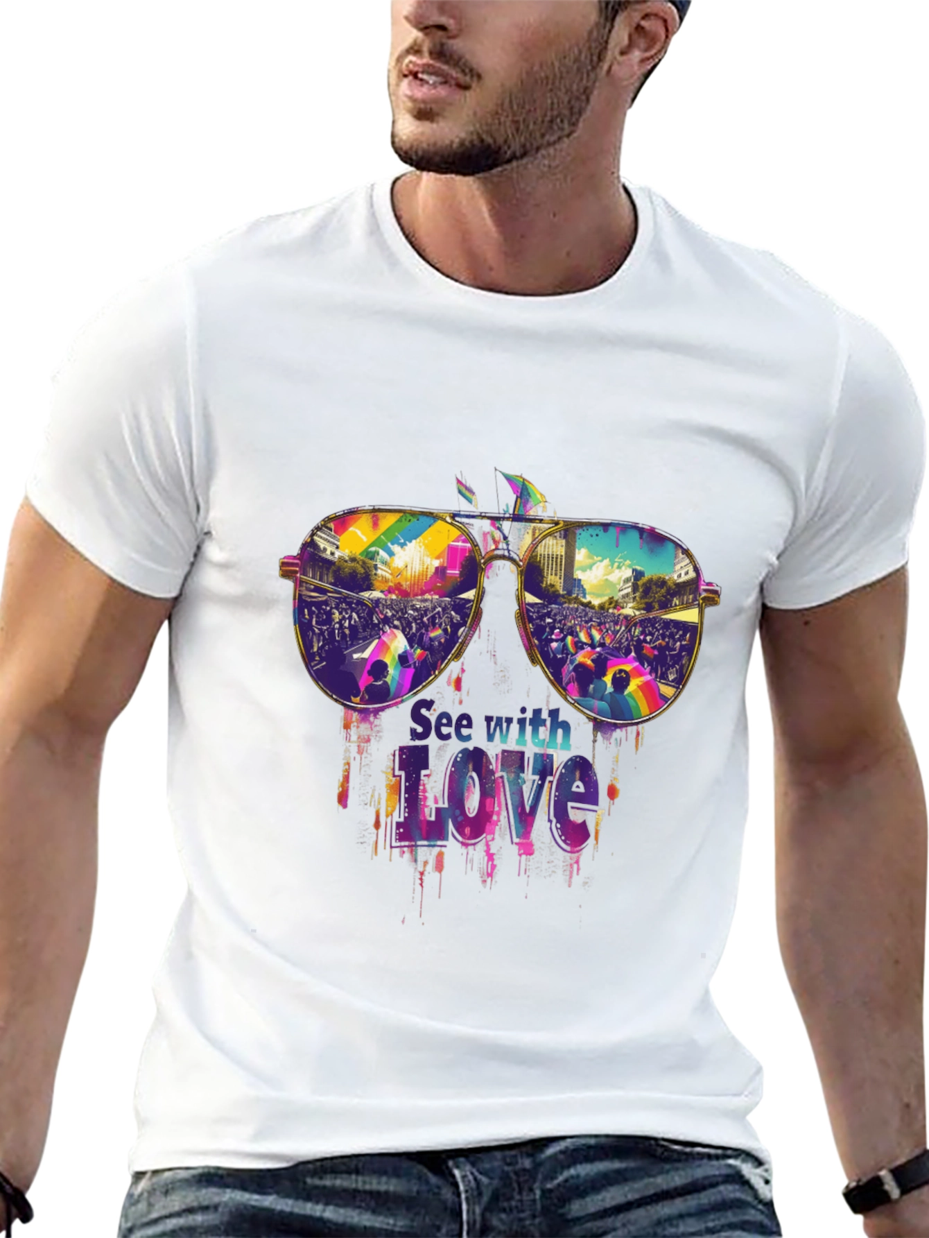 See with Love Pride T-Shirt - Vivid Graphic Tee