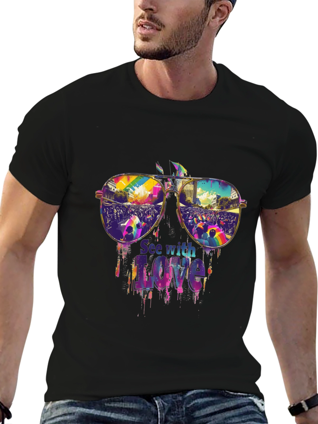 See with Love Pride T-Shirt - Vivid Graphic Tee