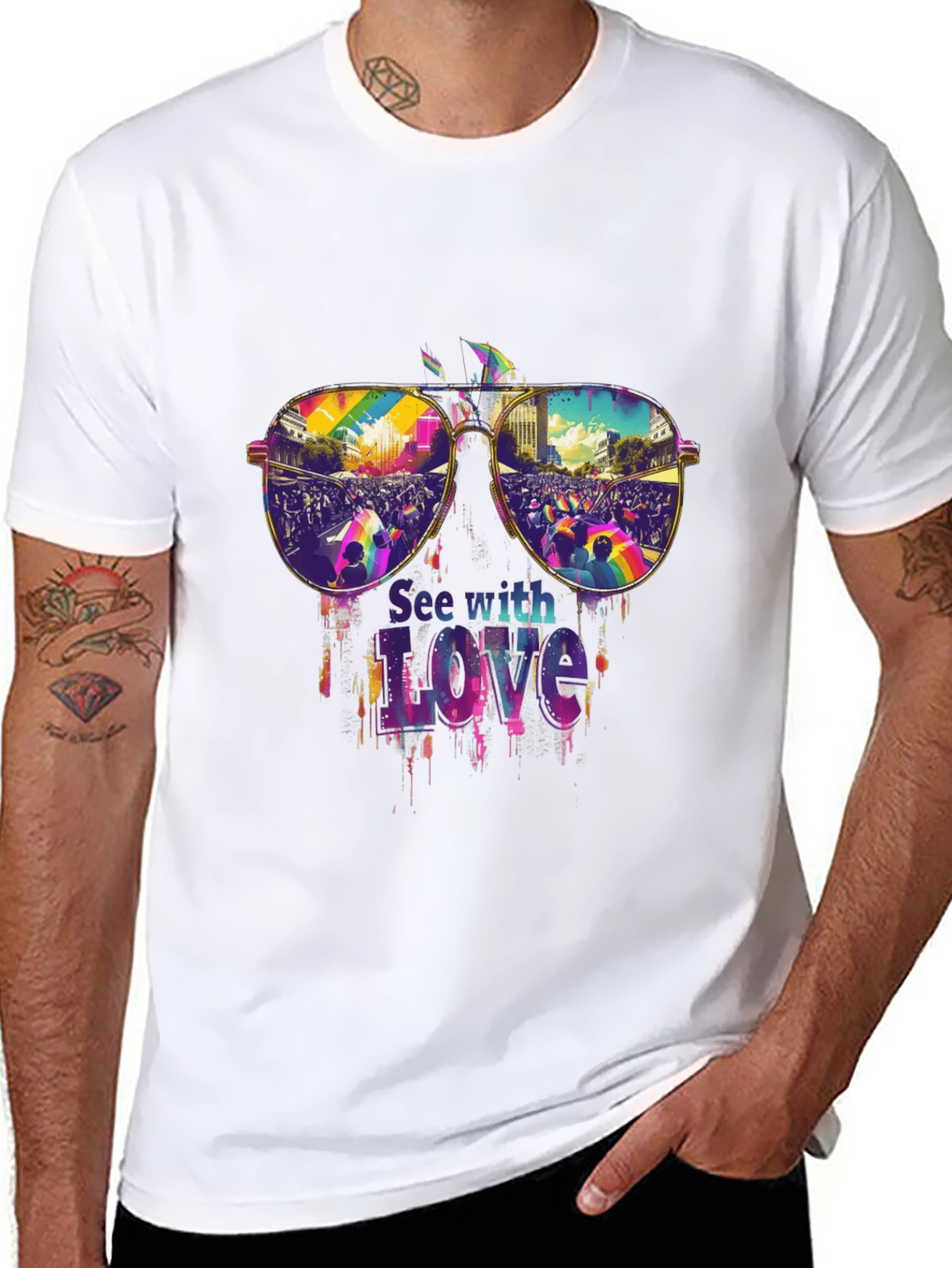 See with Love Pride T-Shirt - Vivid Graphic Tee