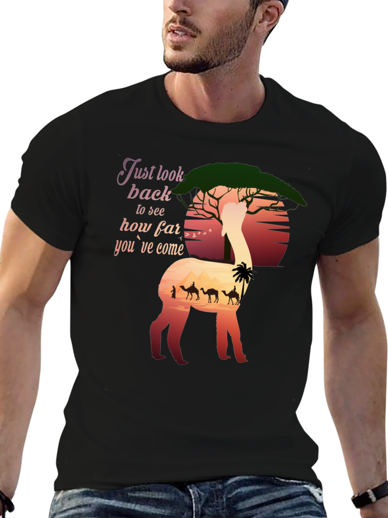Alpaca Sunset T-Shirt - Desert Caravan Graphic Tee