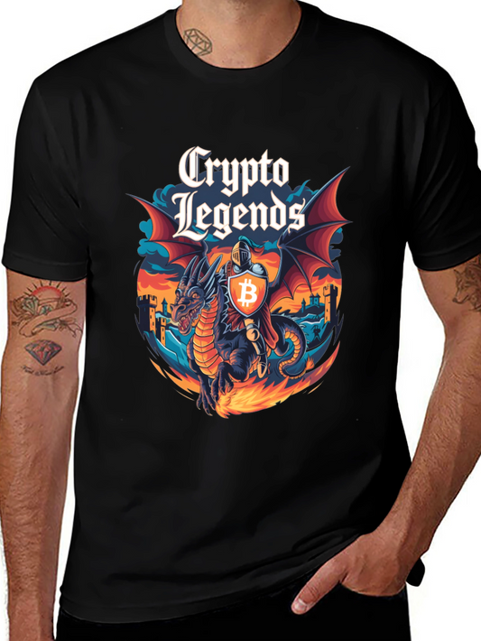 Crypto Legends Bitcoin Knight & Dragon Graphic Tee