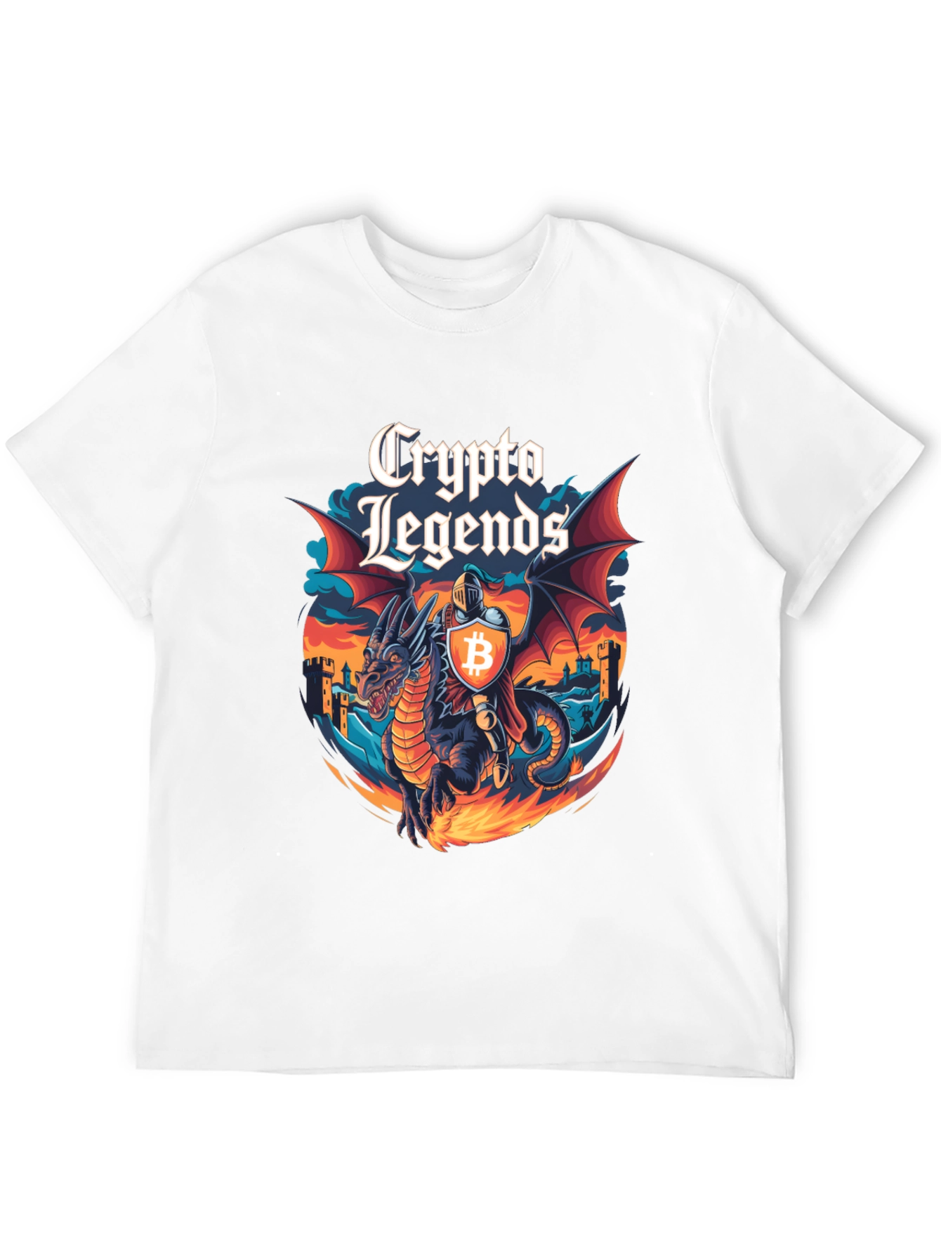 Crypto Legends Bitcoin Knight & Dragon Graphic Tee