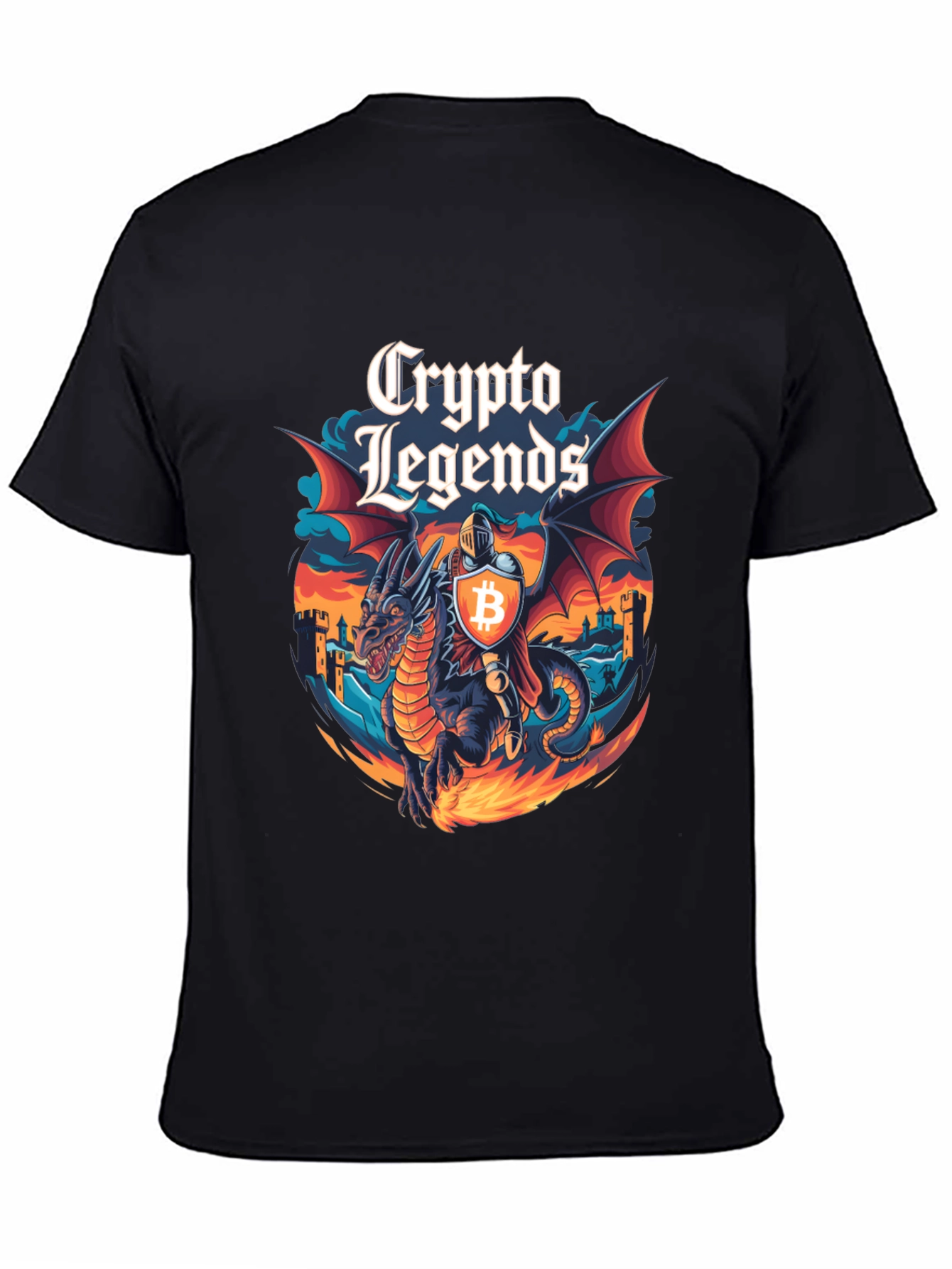 Crypto Legends Bitcoin Knight & Dragon Graphic Tee