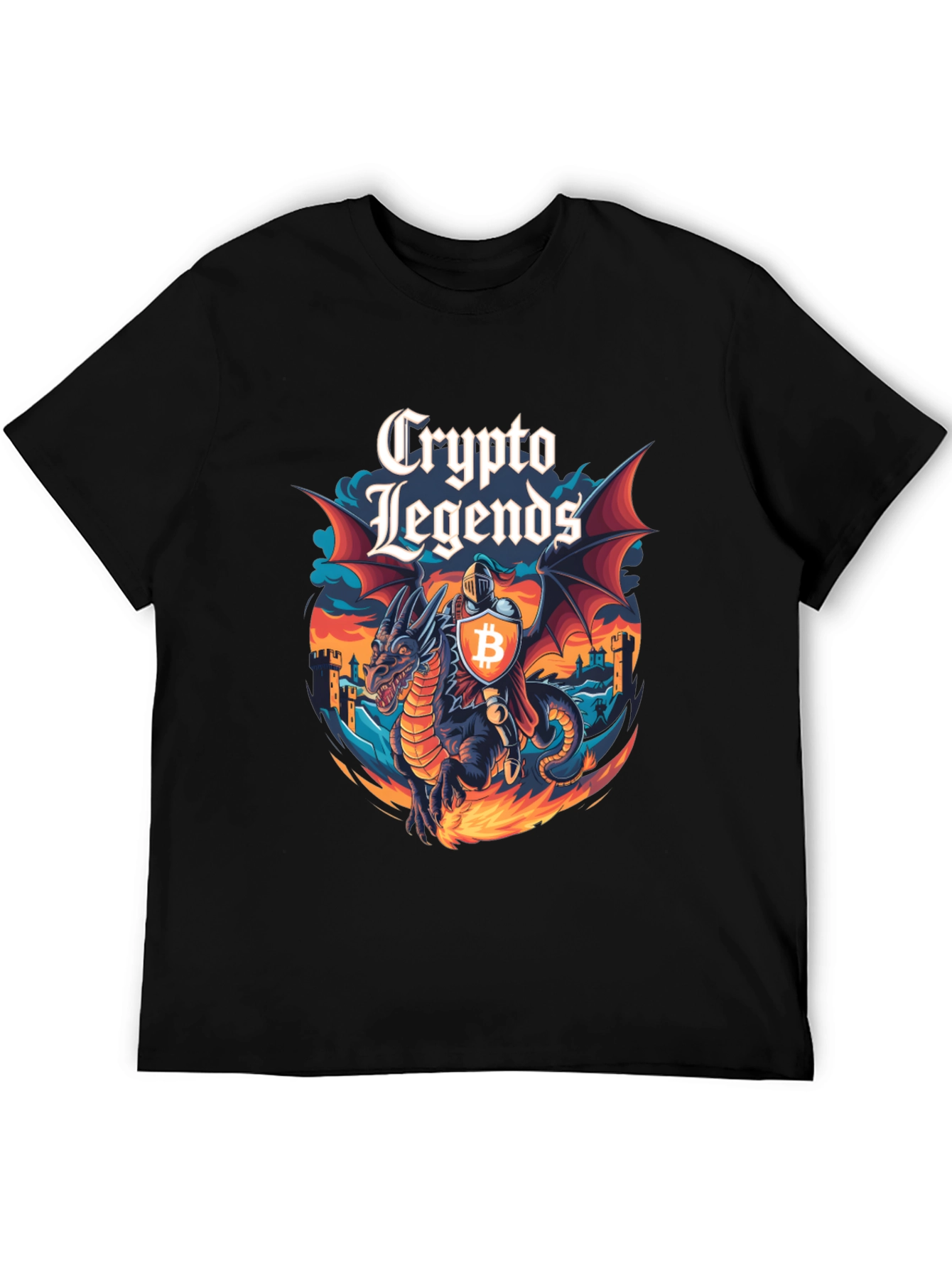 Crypto Legends Bitcoin Knight & Dragon Graphic Tee