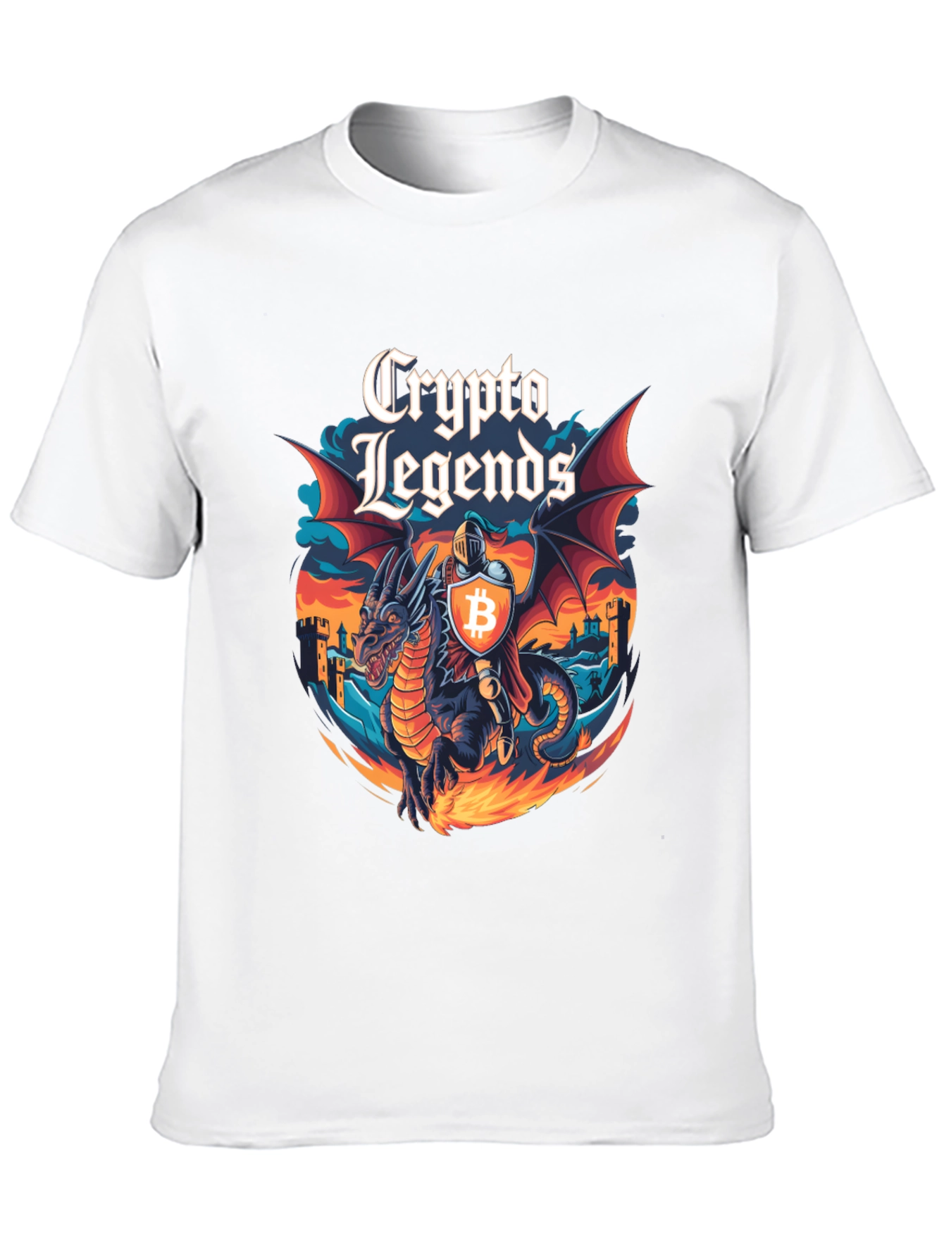Crypto Legends Bitcoin Knight & Dragon Graphic Tee