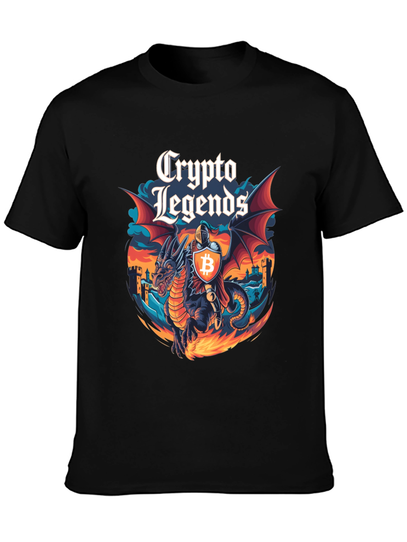 Crypto Legends Bitcoin Knight & Dragon Graphic Tee