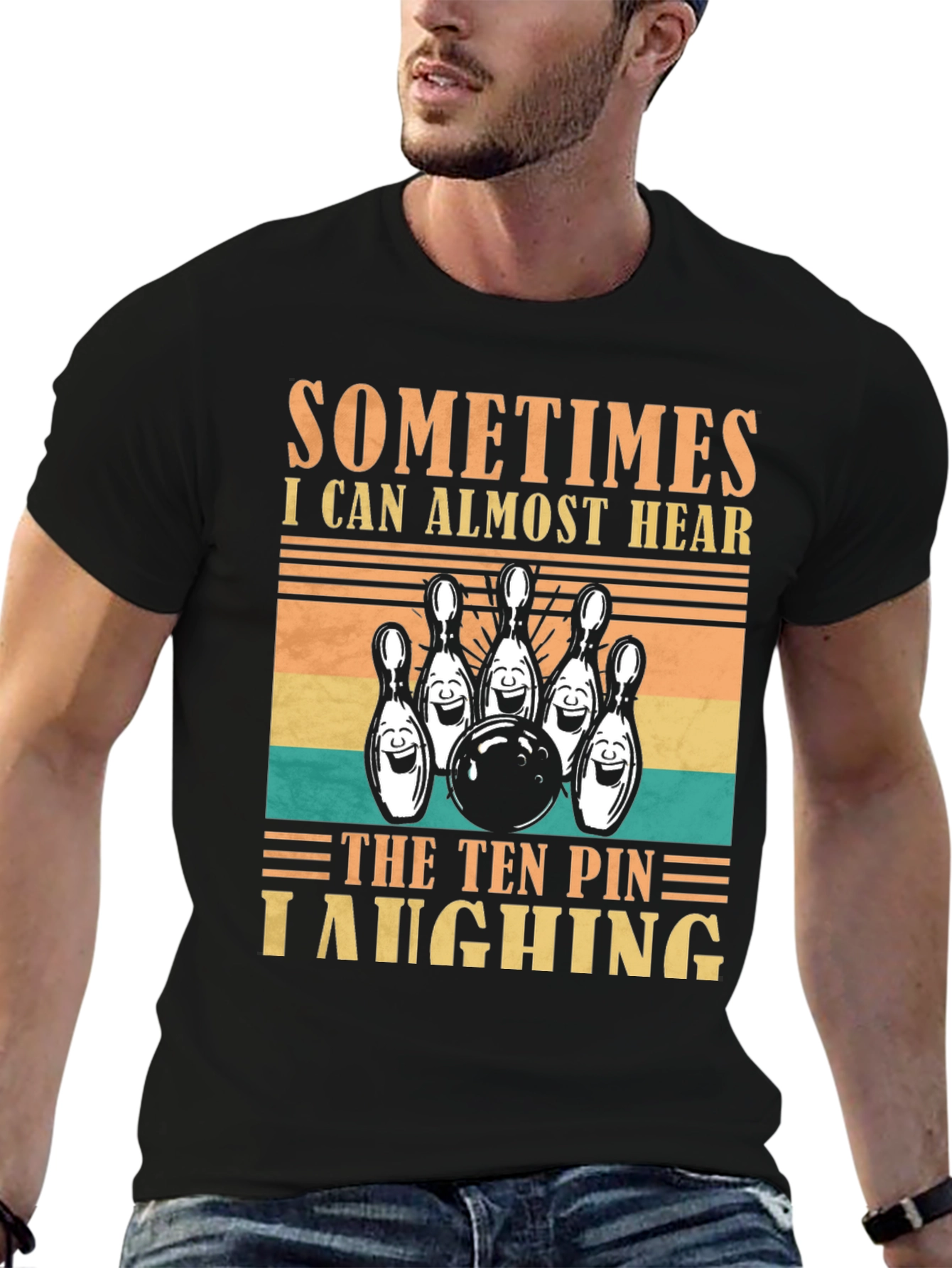 Bowling Ten Pin Laughing Graphic T-Shirt
