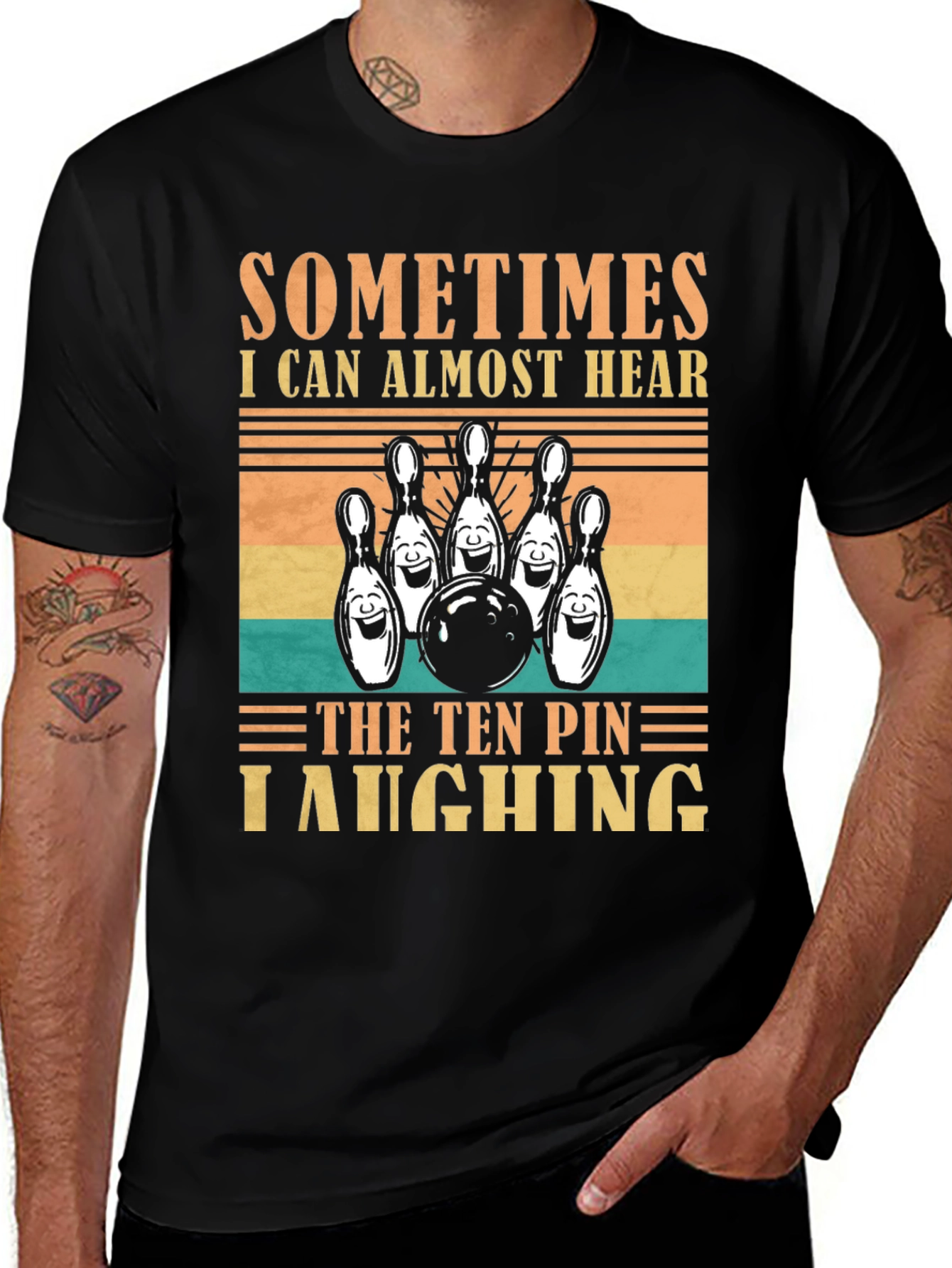 Bowling Ten Pin Laughing Graphic T-Shirt