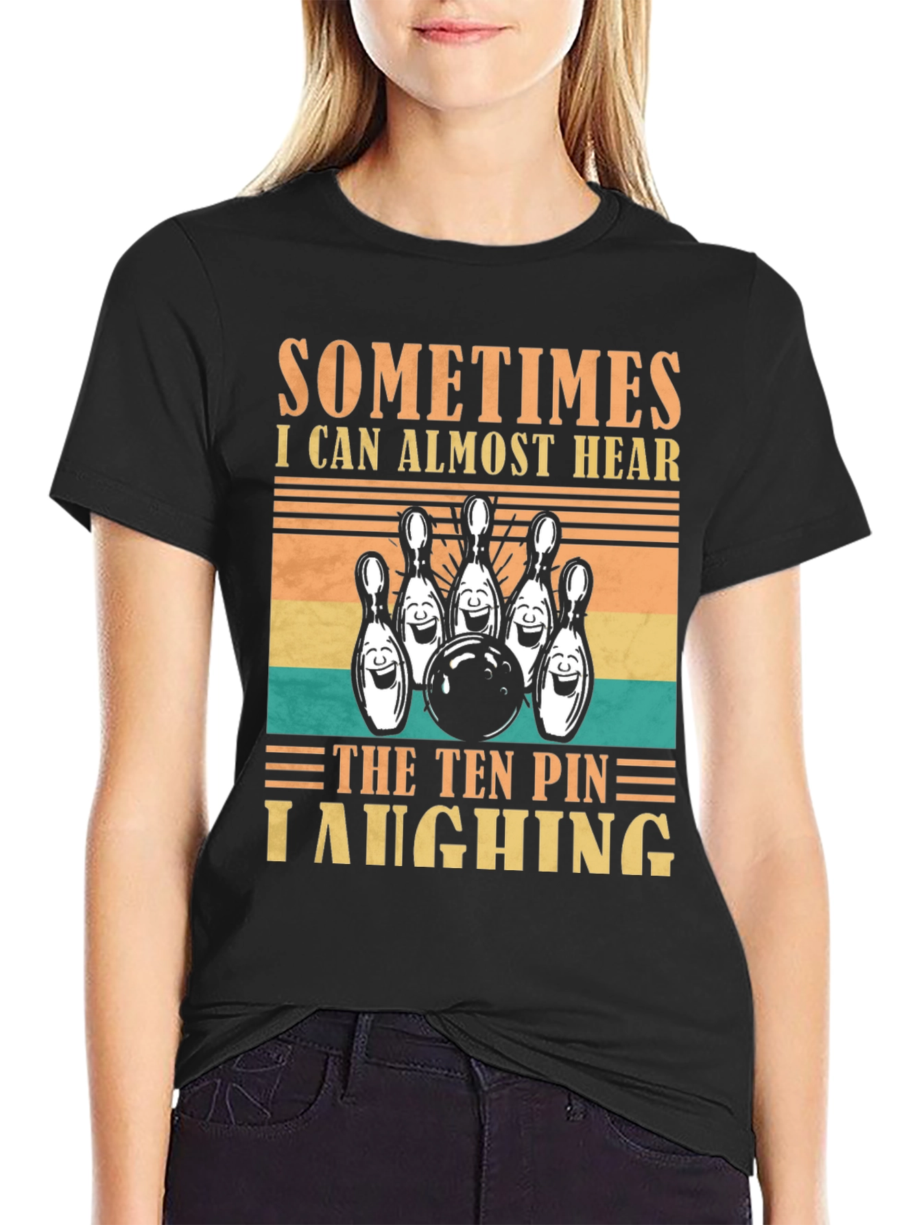 Bowling Ten Pin Laughing Graphic T-Shirt