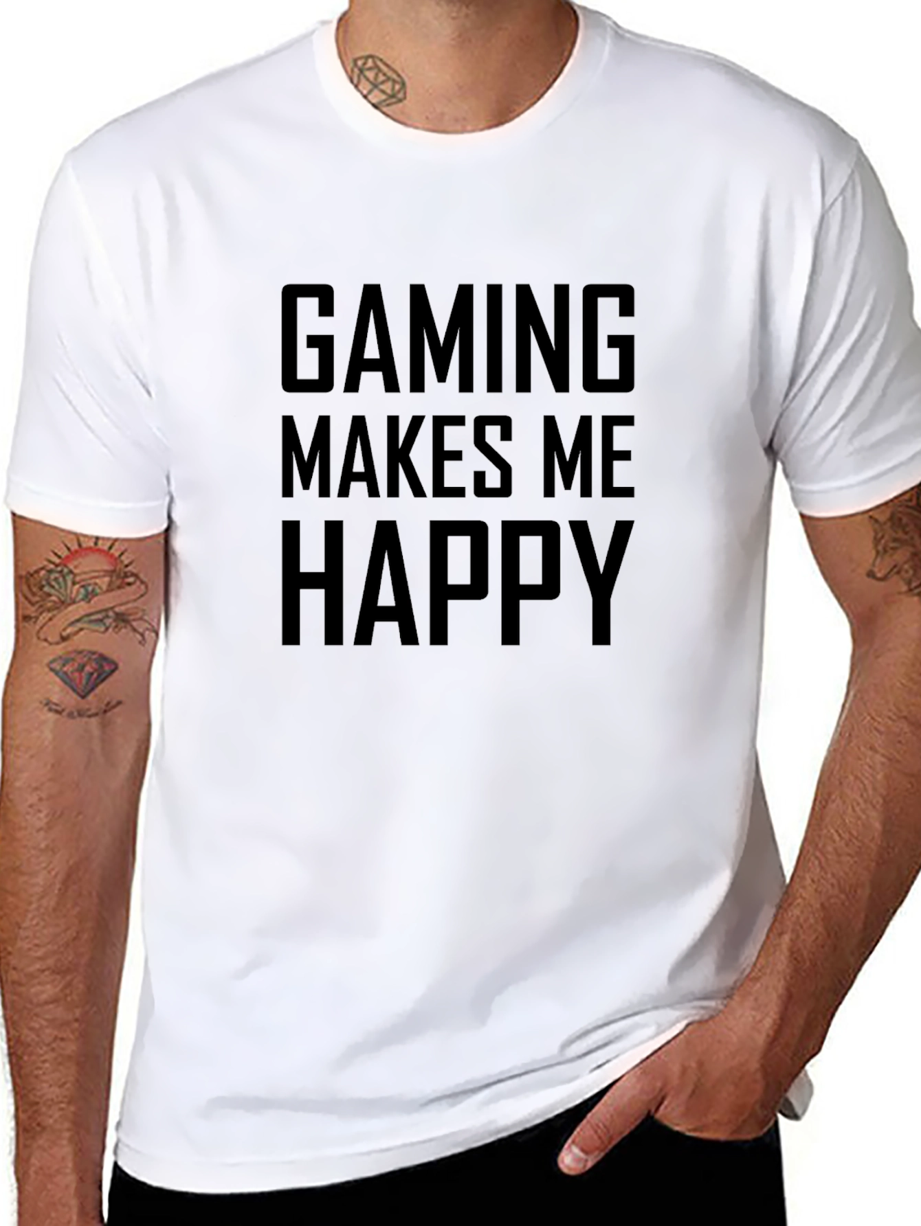 Gaming Makes Me Happy Black Graphic Tee