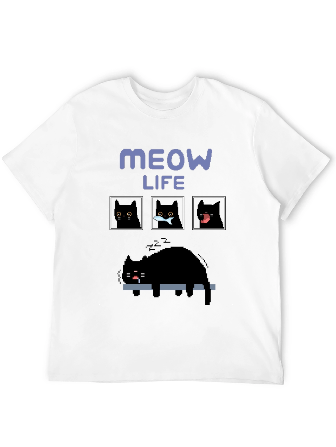 Pixel Art Cat T-Shirt - Meow Life Tee