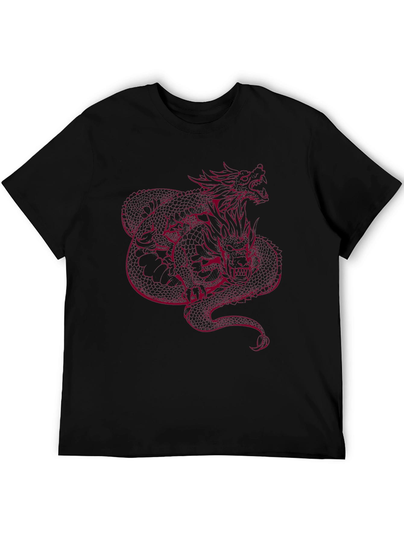 Dragon Graphic Tee - Red Print on Black