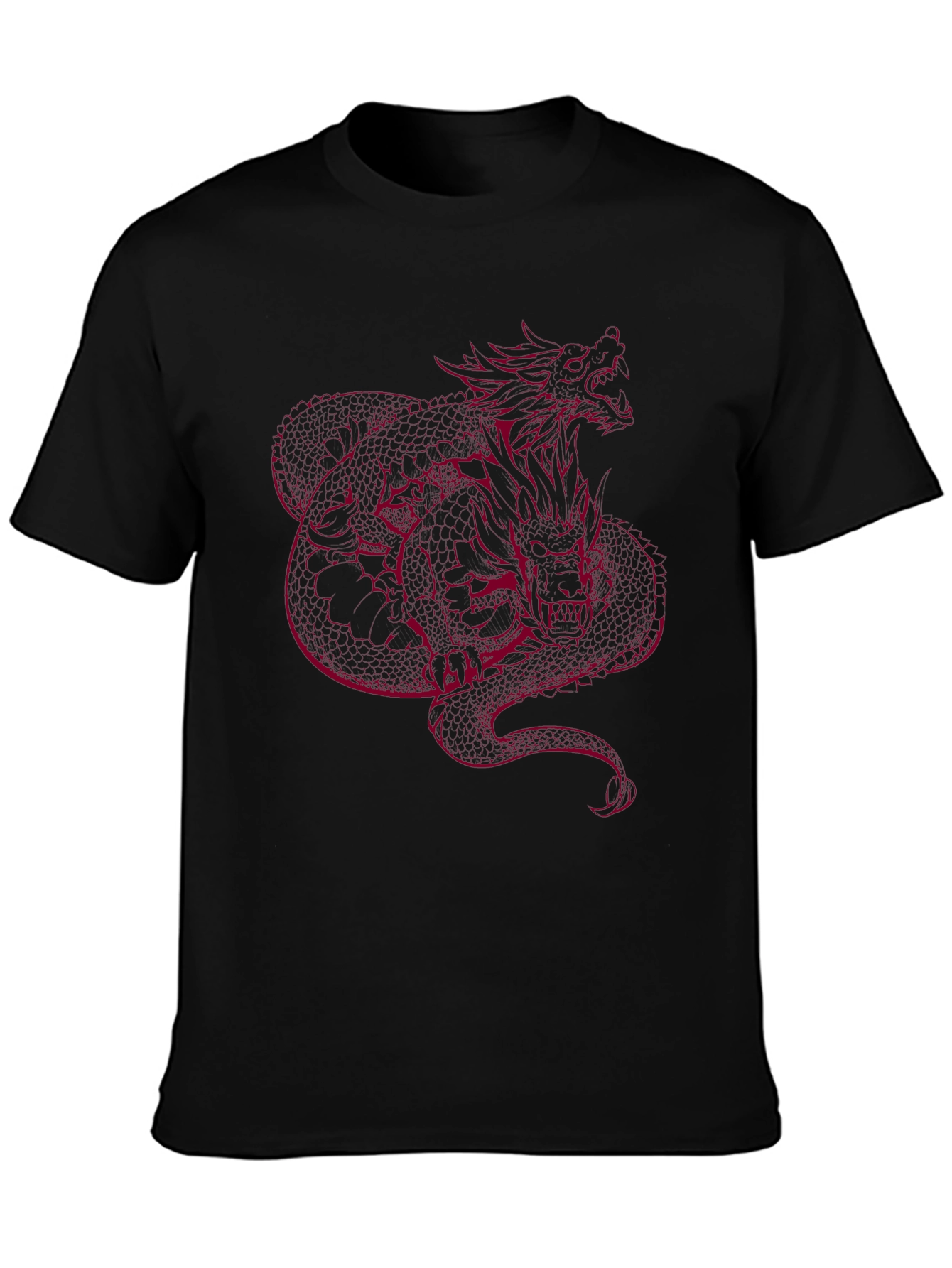 Dragon Graphic Tee - Red Print on Black